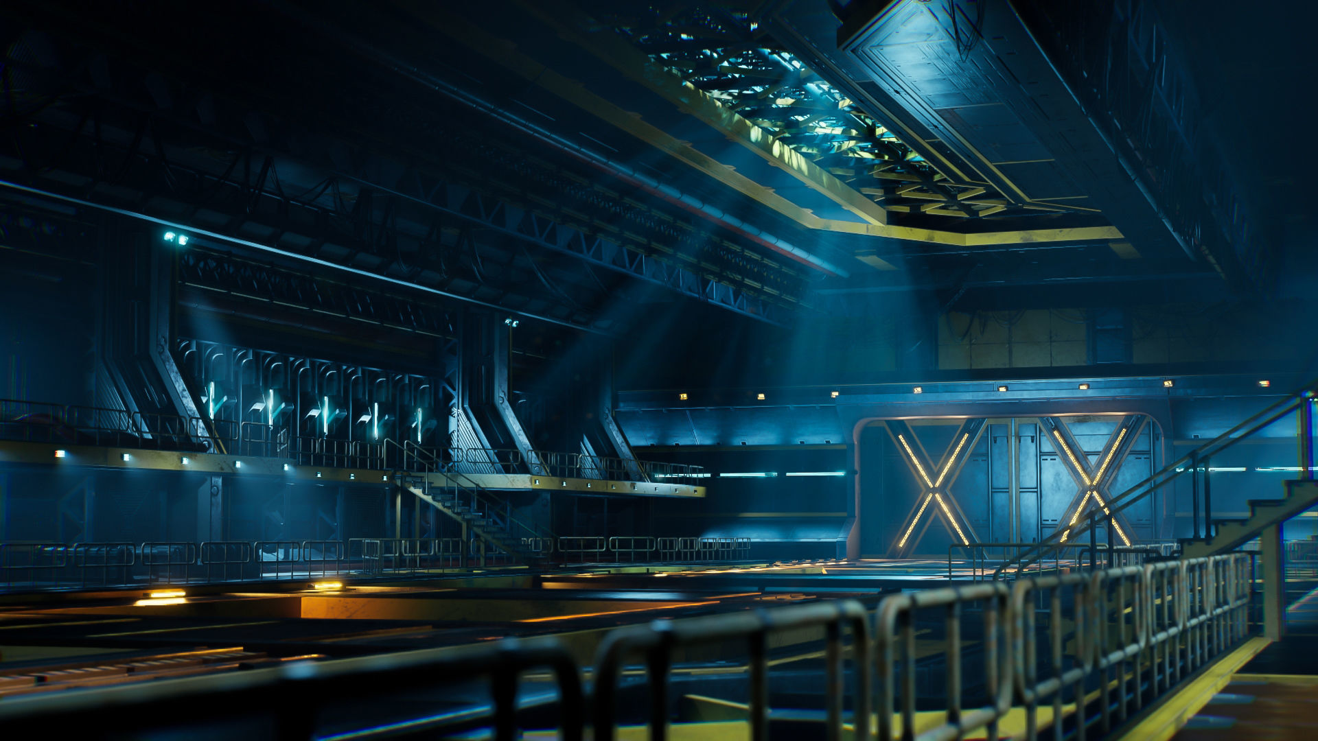 Sci-Fi Hangar Low-poly 3D model_6