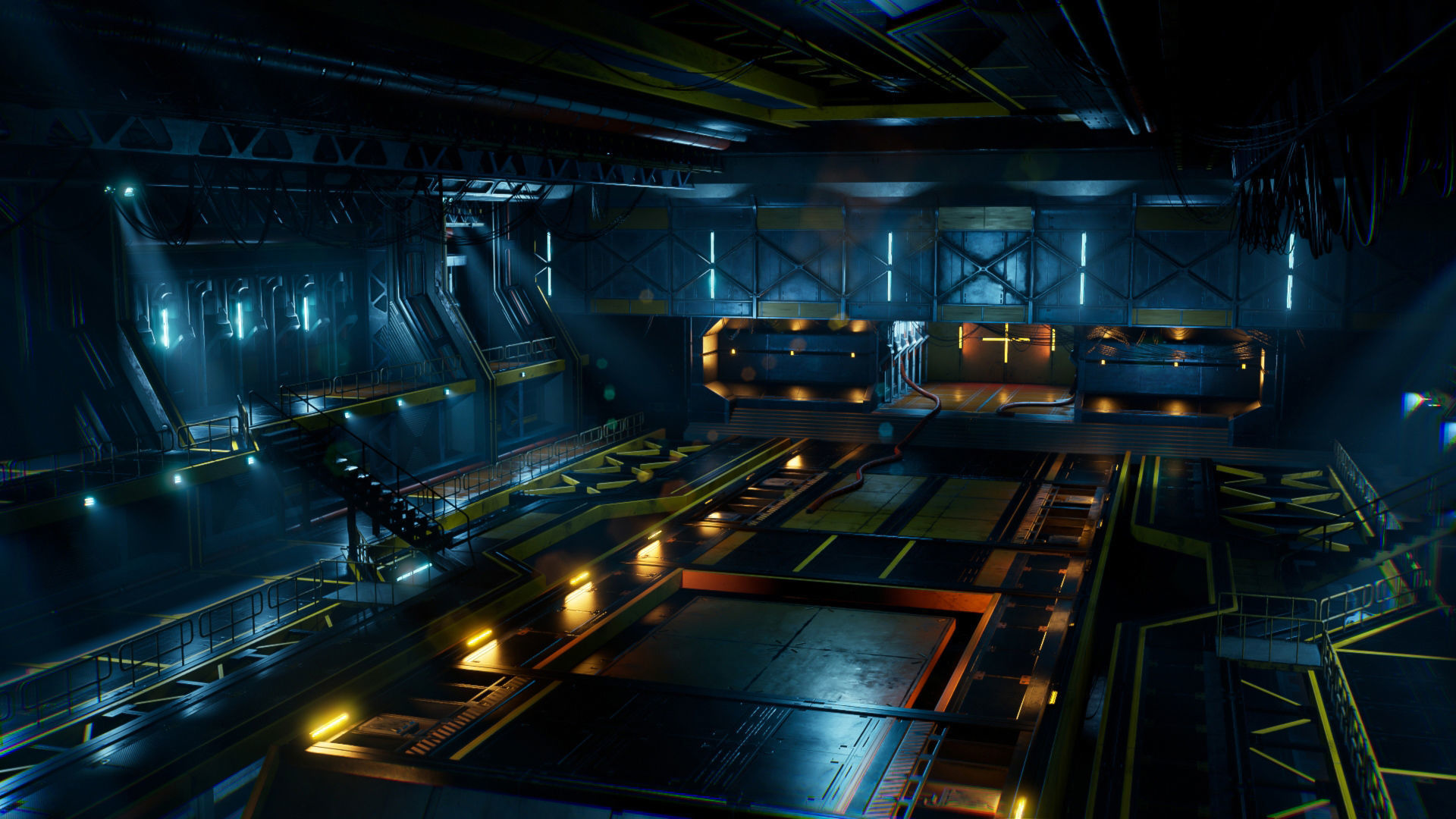 Sci-Fi Hangar Low-poly 3D model_17