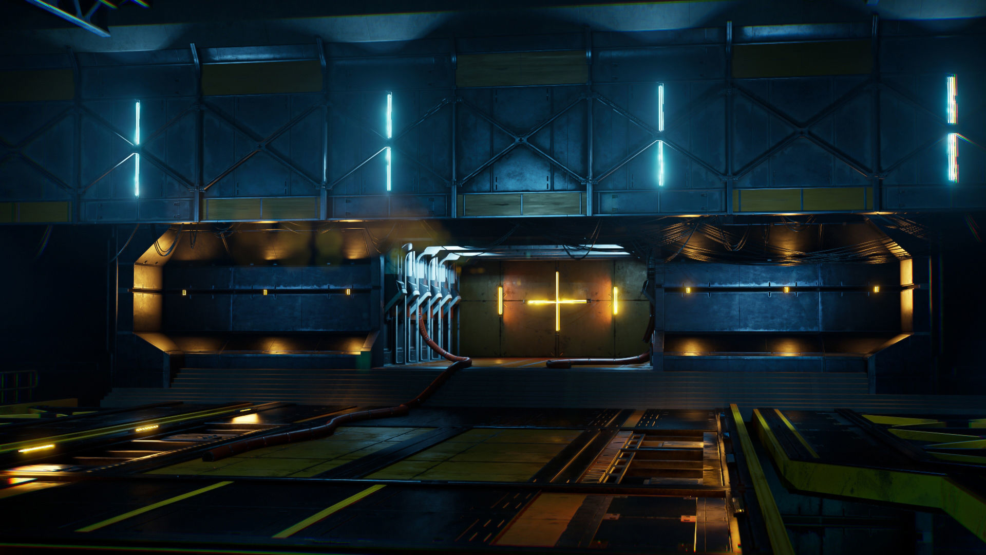 Sci-Fi Hangar Low-poly 3D model_4