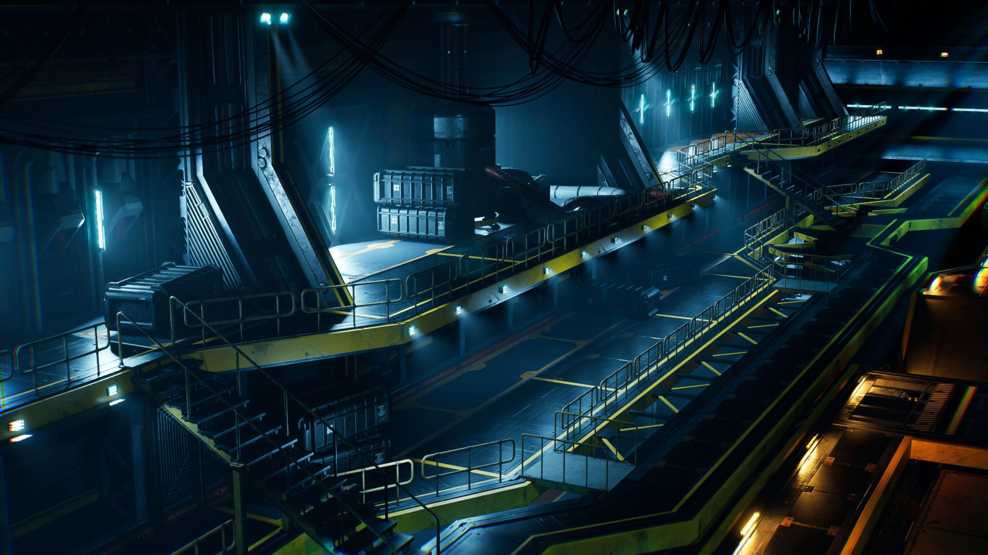 Sci-Fi Hangar Low-poly 3D model_7