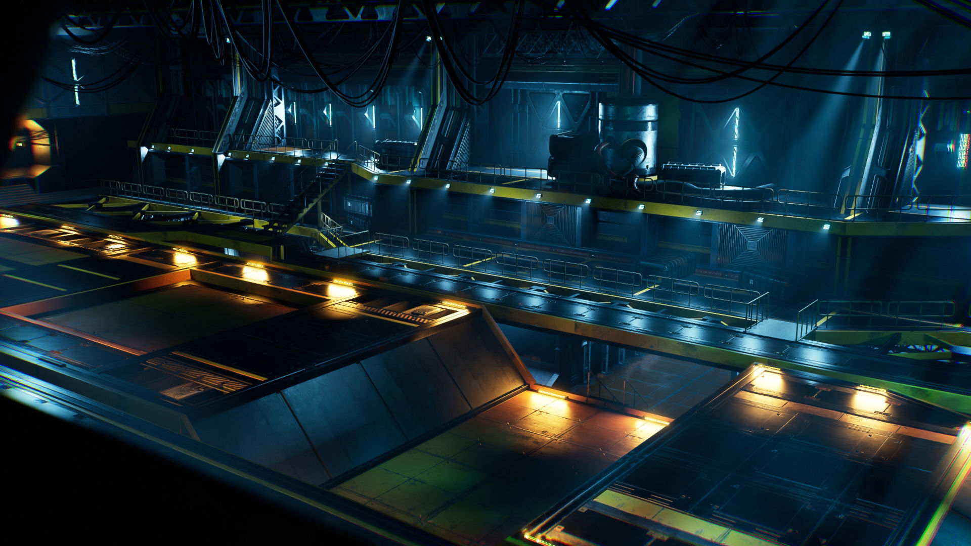 Sci-Fi Hangar Low-poly 3D model_2