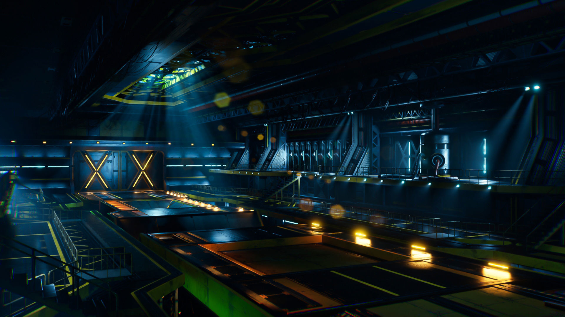 Sci-Fi Hangar Low-poly 3D model_13