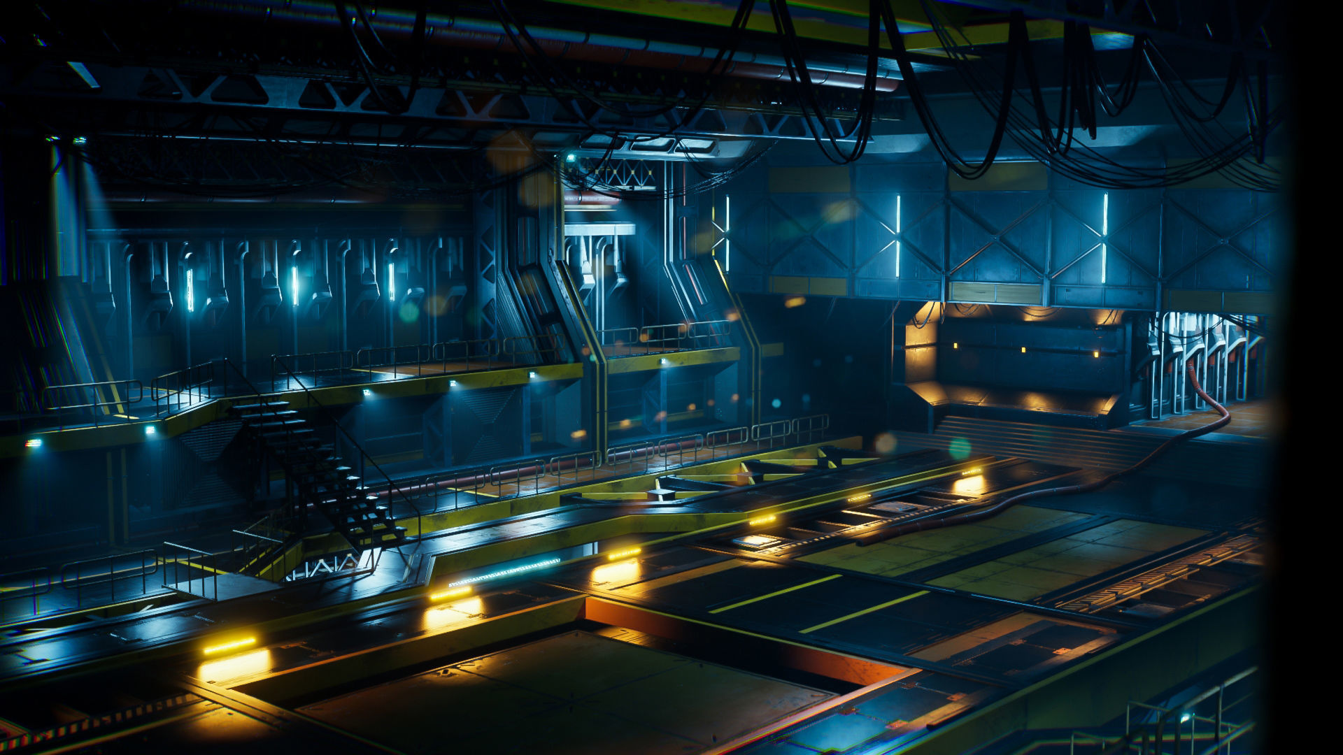 Sci-Fi Hangar Low-poly 3D model_3