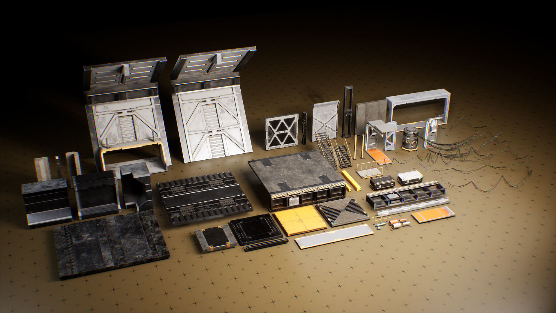 Sci-Fi Hangar Low-poly 3D model_24