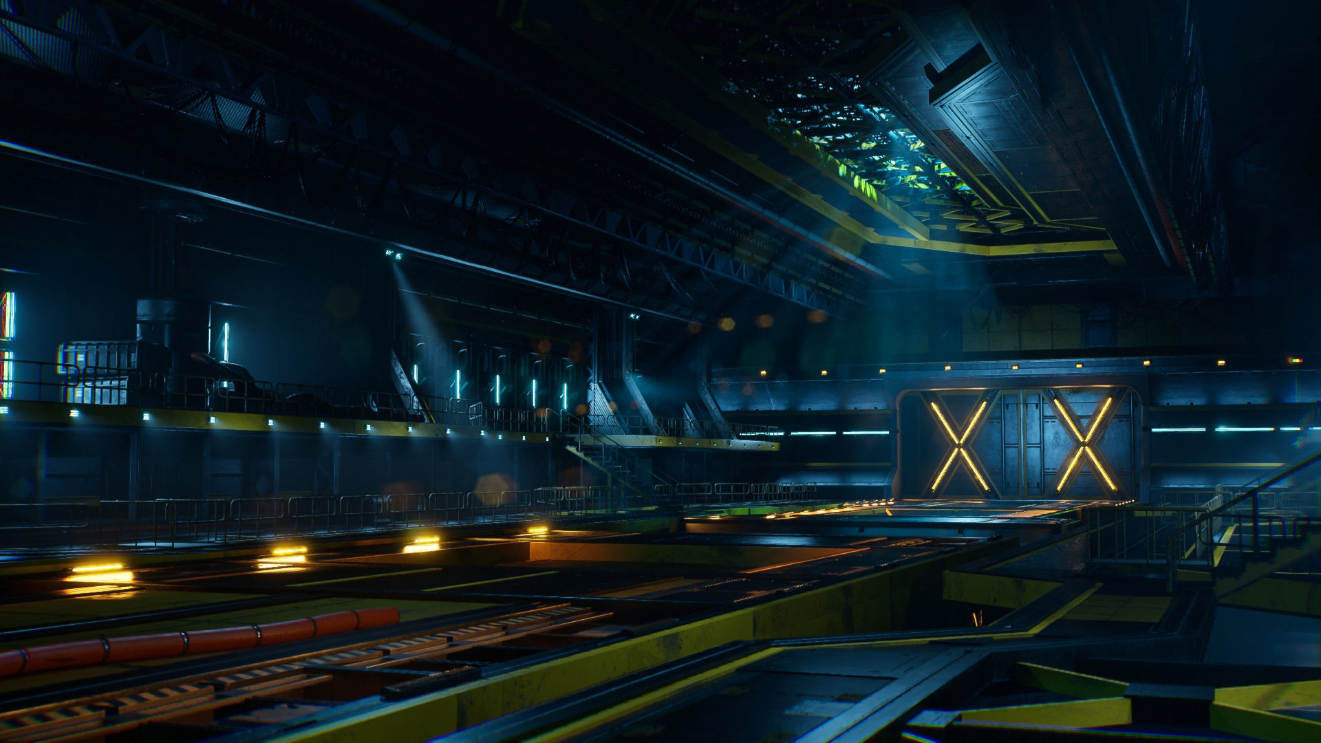 Sci-Fi Hangar Low-poly 3D model_1