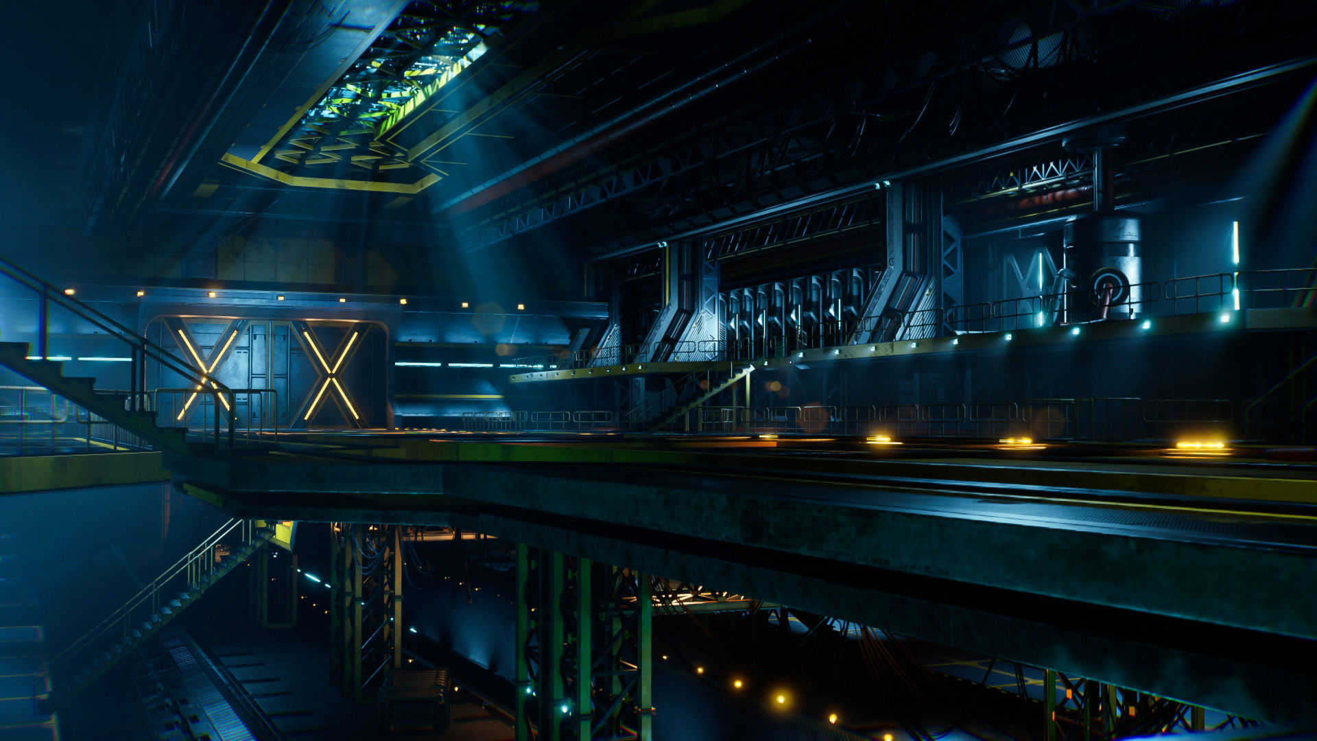 Sci-Fi Hangar Low-poly 3D model_8