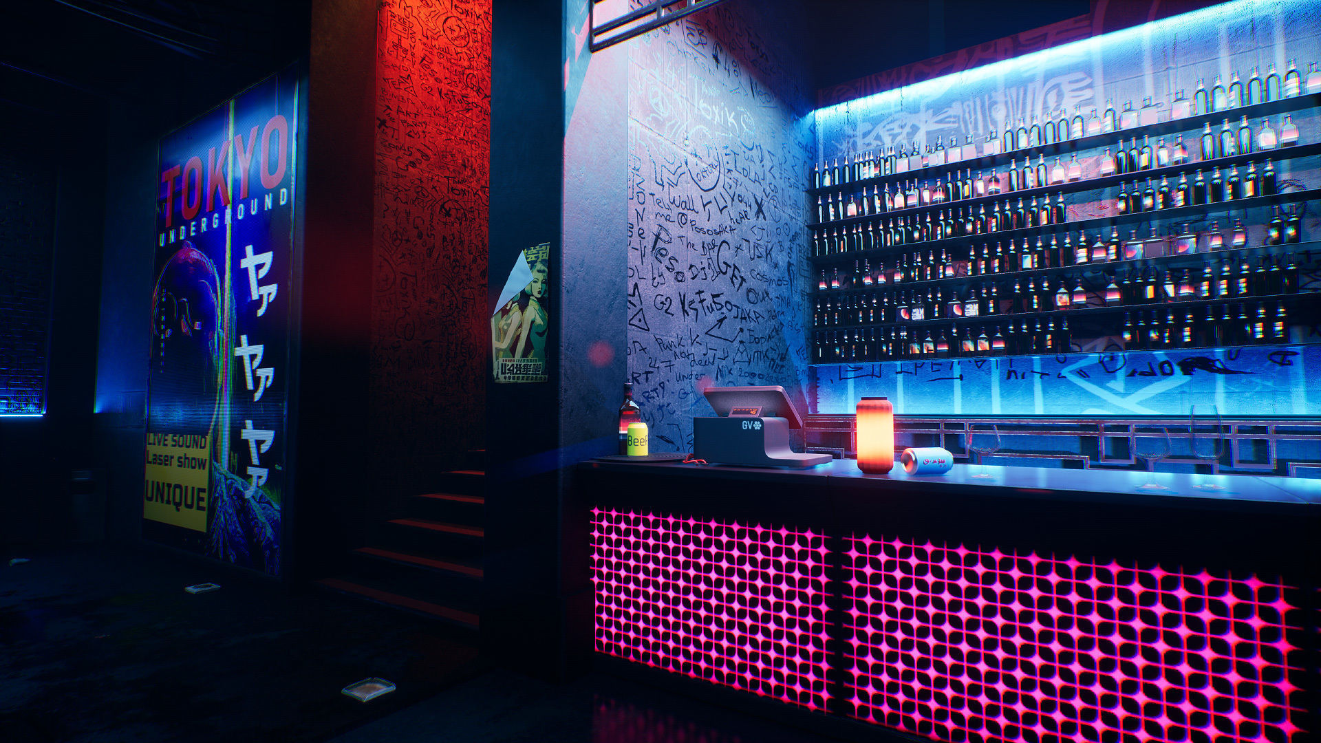 Japanese Nightclub KIT Low-poly 3D model_9