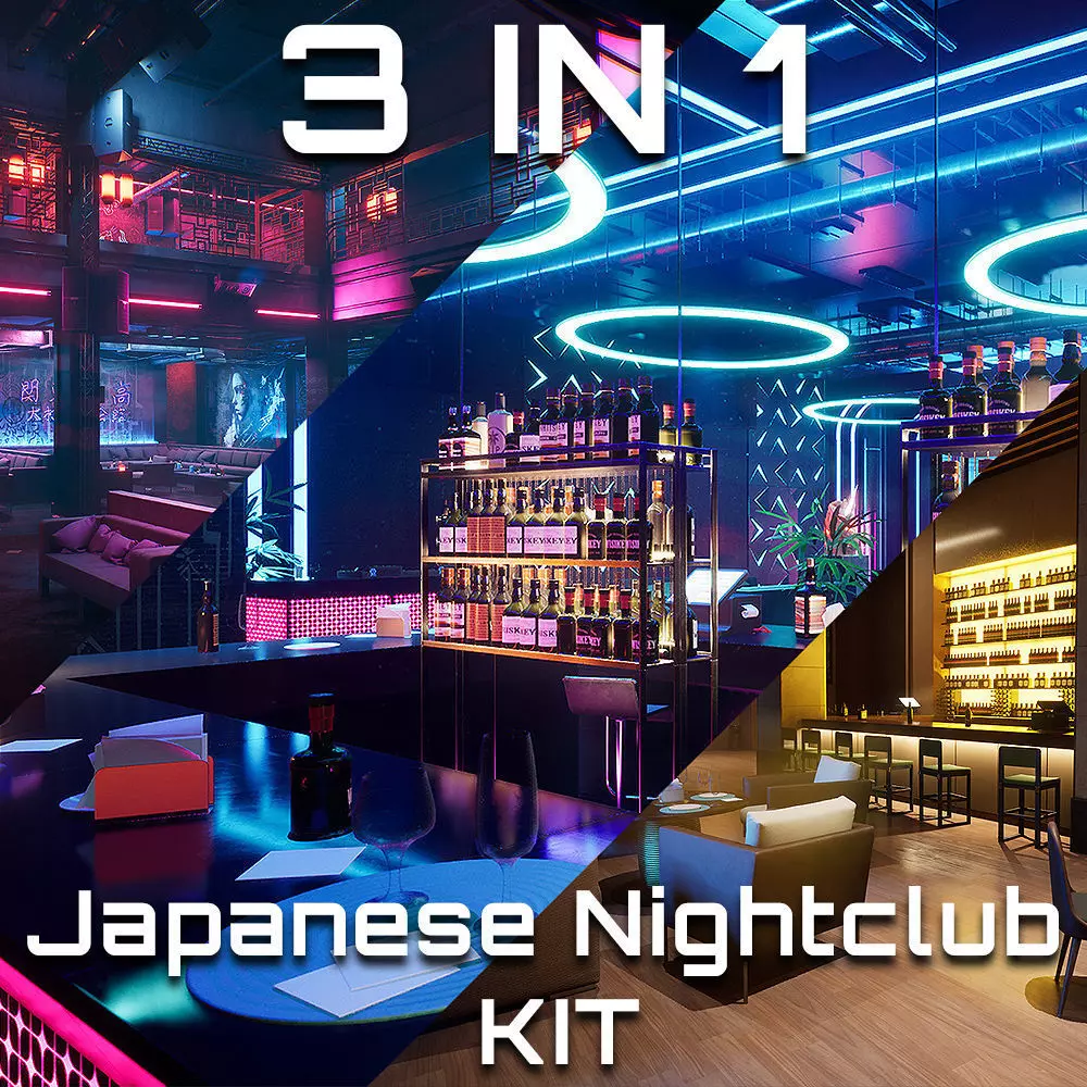 Japanese Nightclub KIT Low-poly 3D model_0