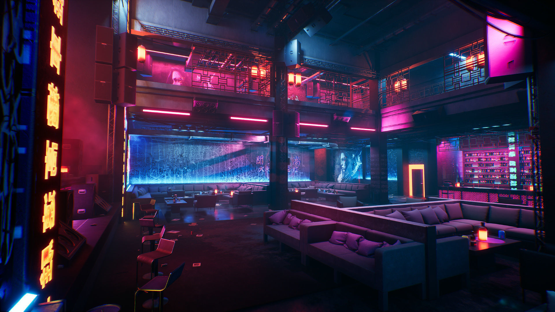 Japanese Nightclub KIT Low-poly 3D model_3