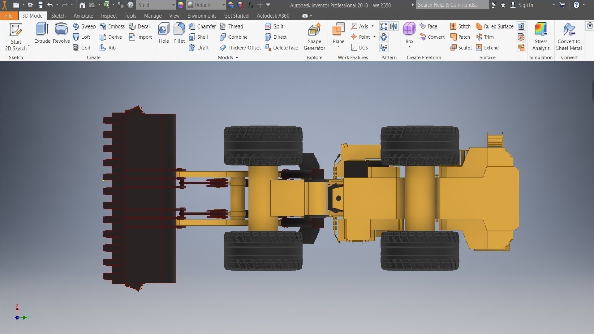 Wheel loader truck 3D model_3