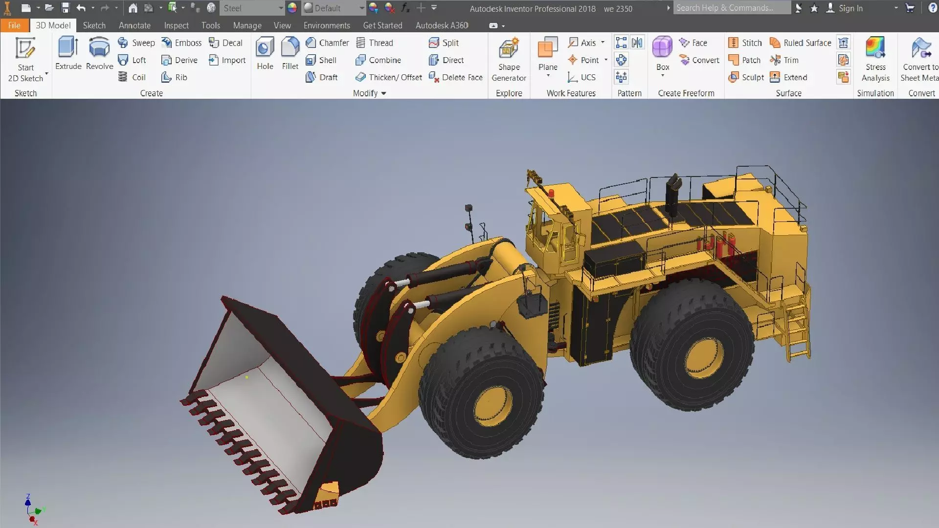 Wheel loader truck 3D model_0