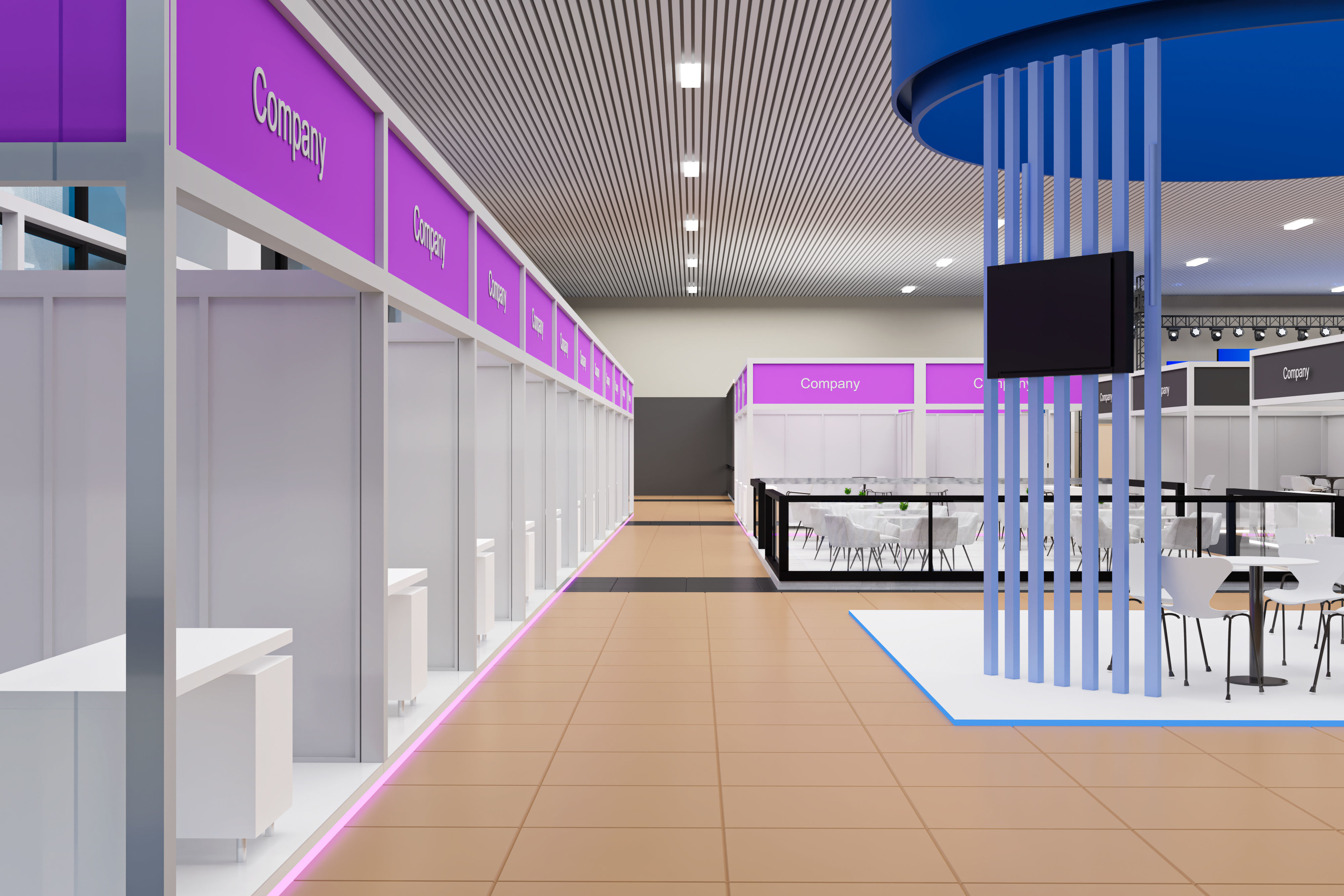 exhibition hall with booths 60mx60m 3D model_26