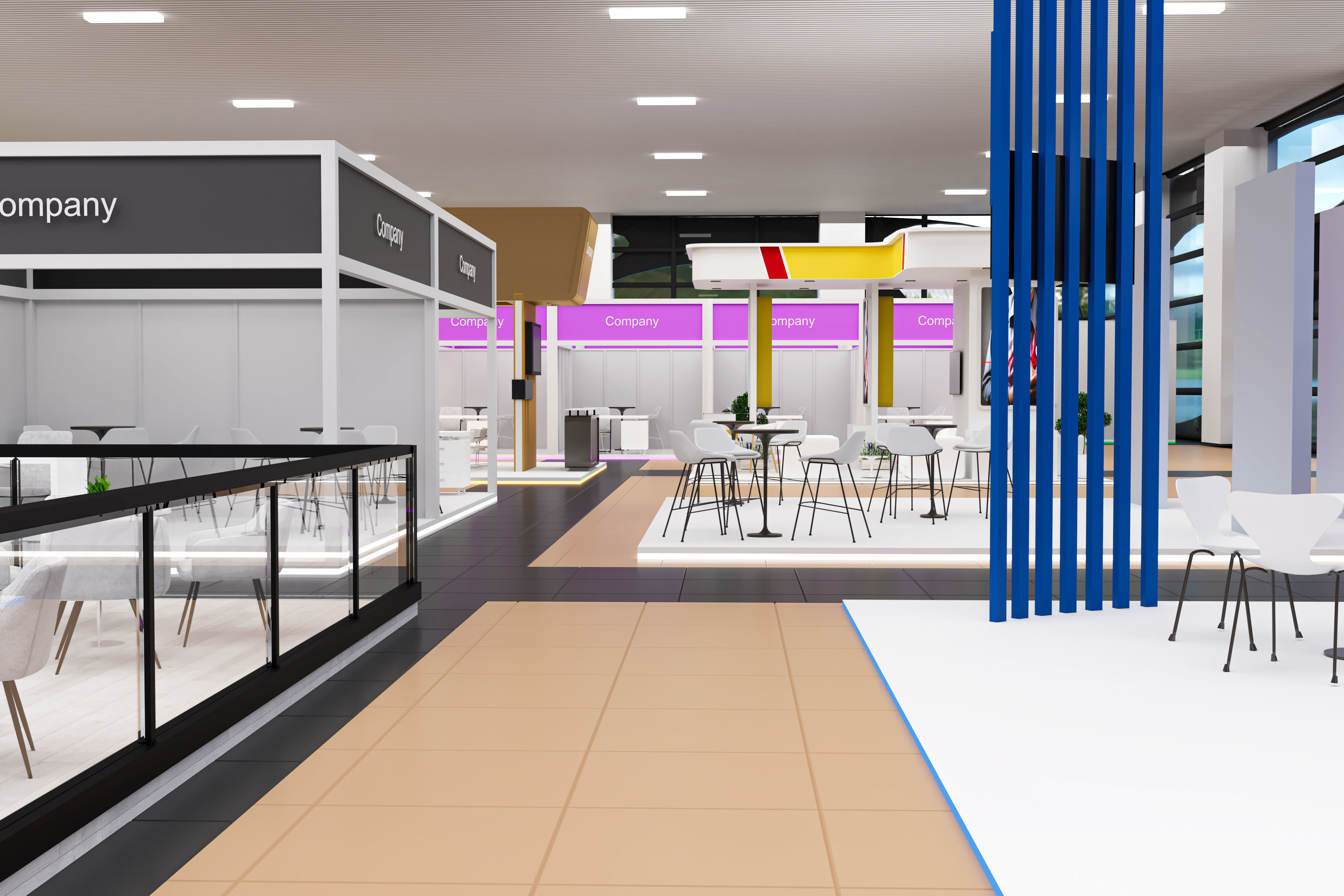 exhibition hall with booths 60mx60m 3D model_22