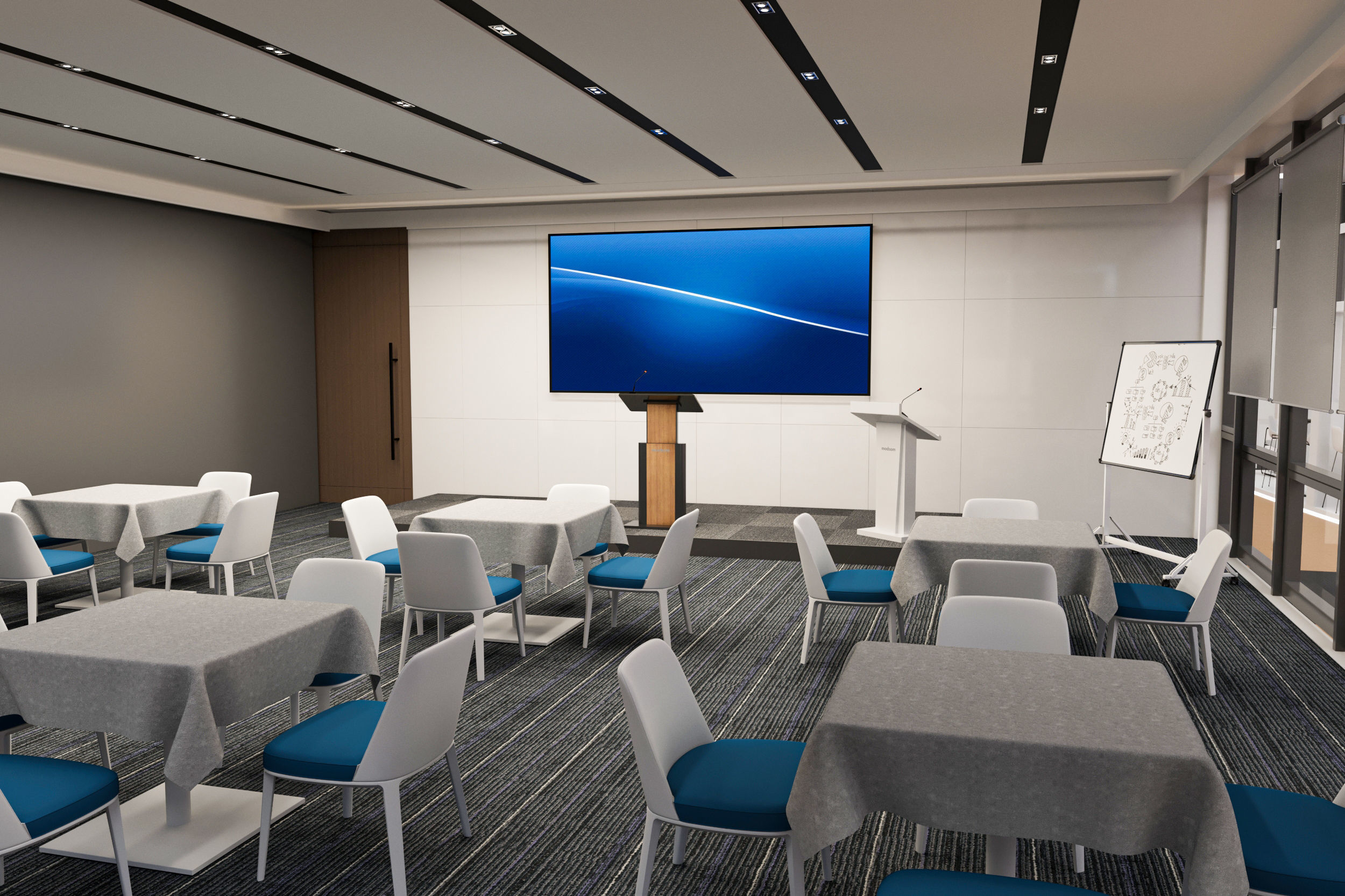 exhibition hall with booths 60mx60m 3D model_15