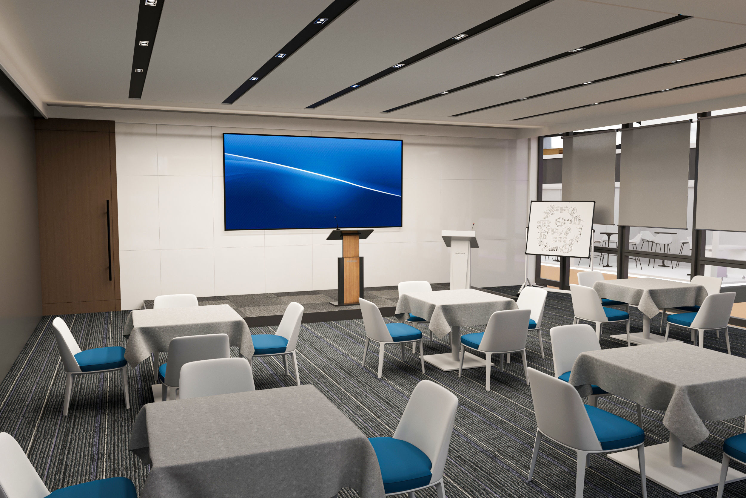 exhibition hall with booths 60mx60m 3D model_14