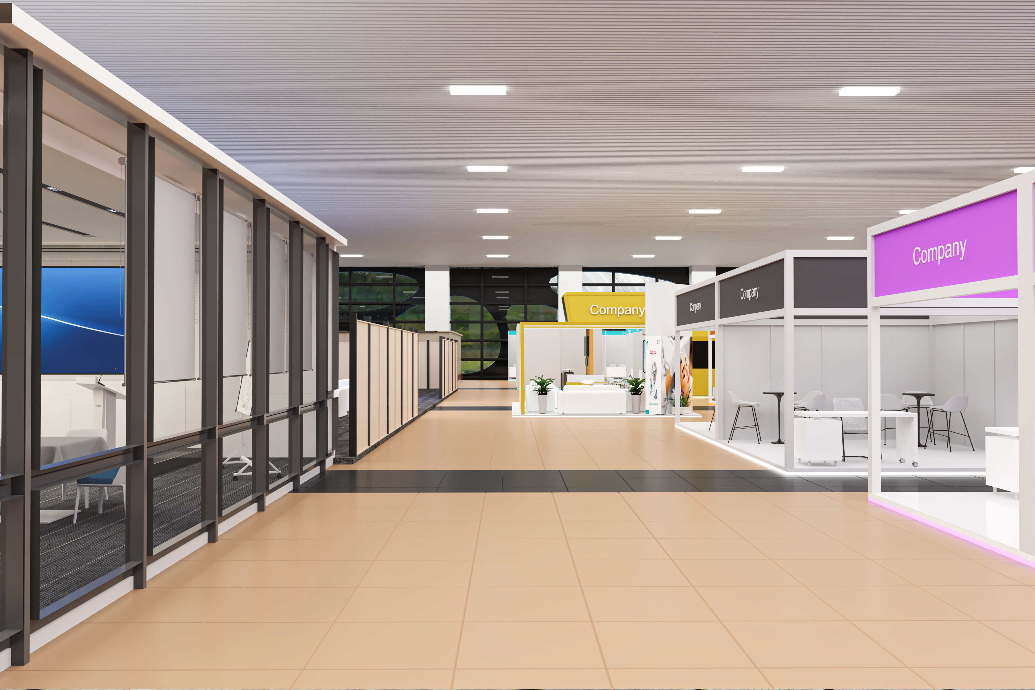 exhibition hall with booths 60mx60m 3D model_19