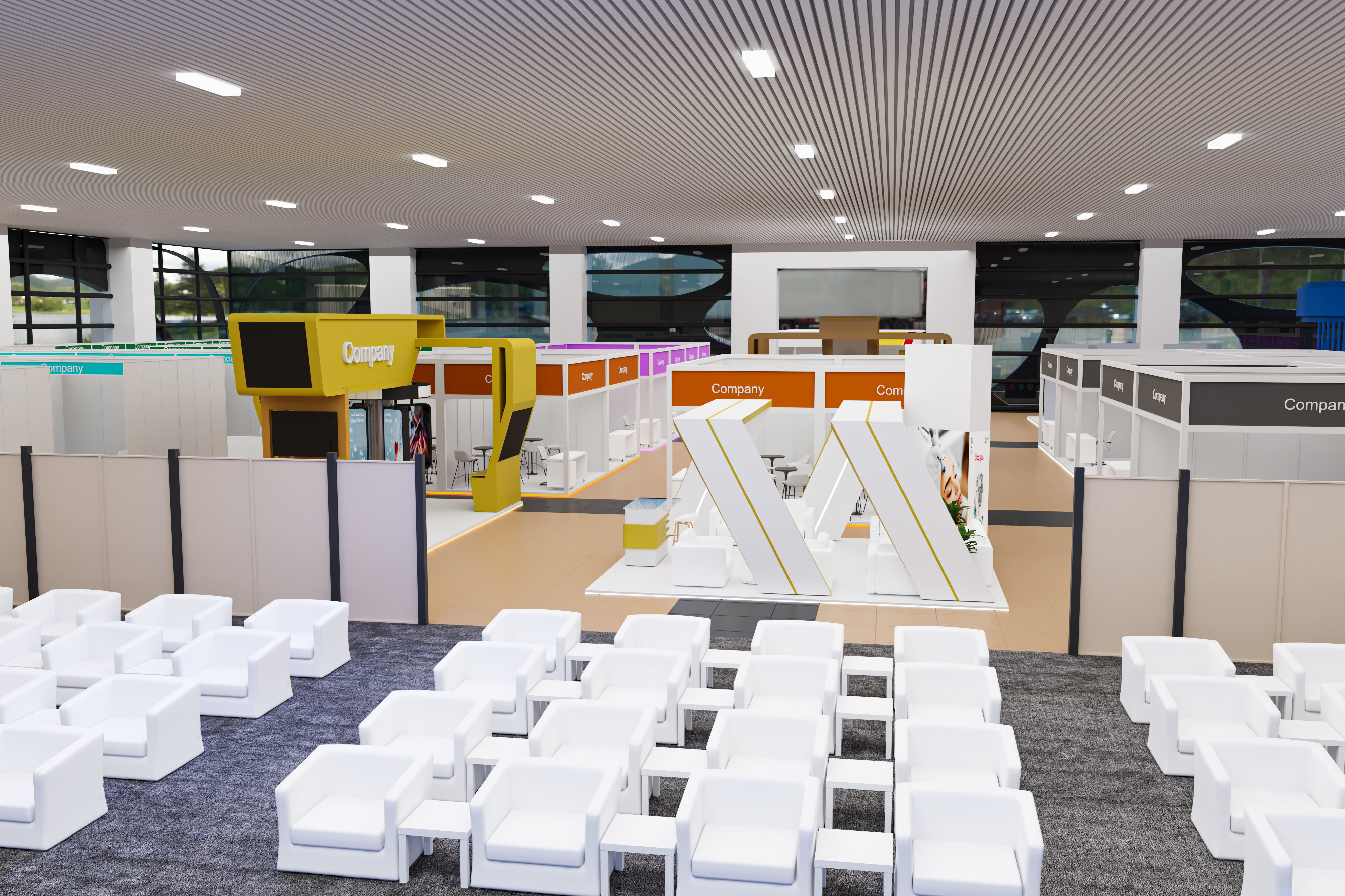 exhibition hall with booths 60mx60m 3D model_29
