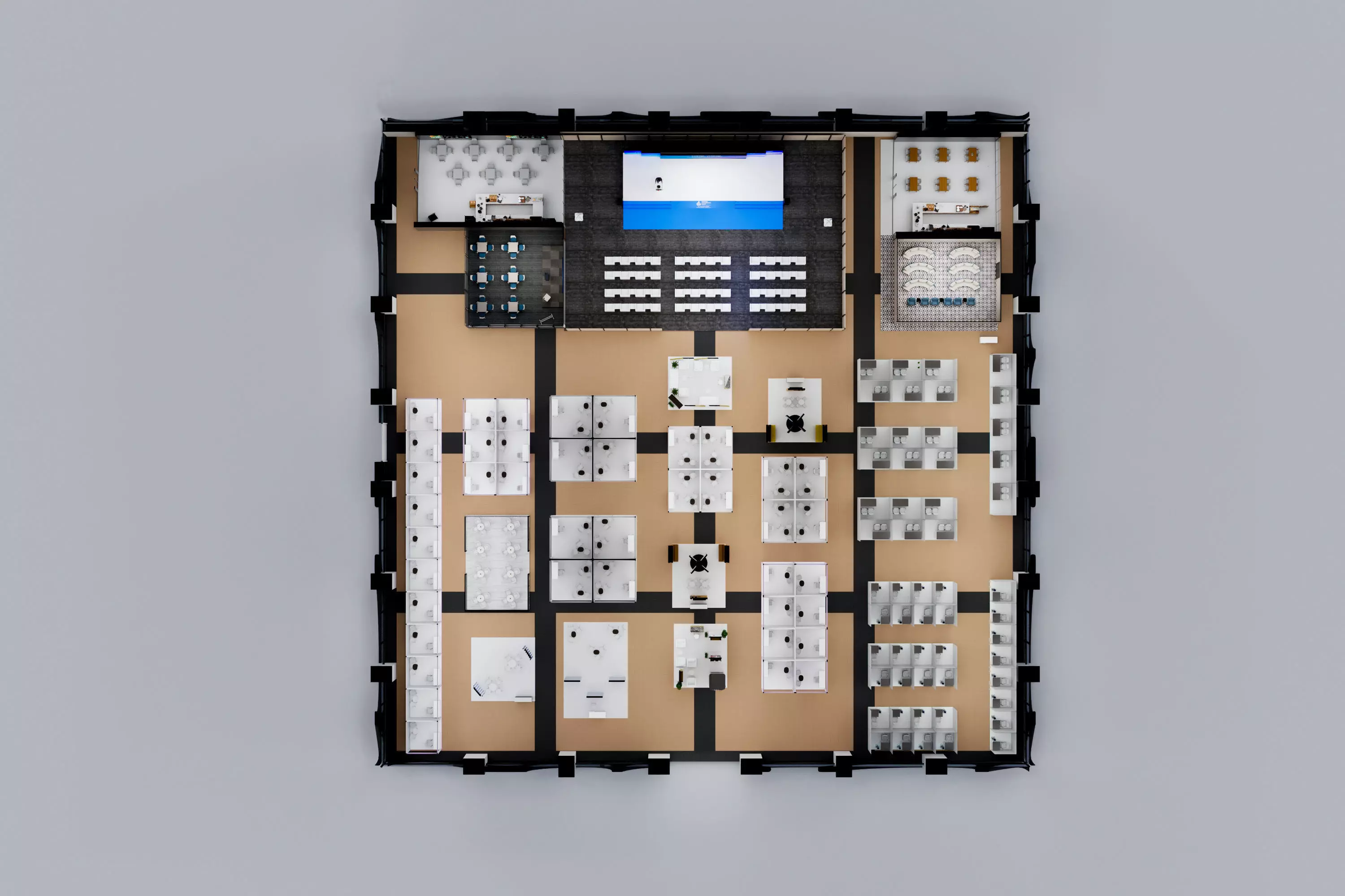 exhibition hall with booths 60mx60m 3D model_0