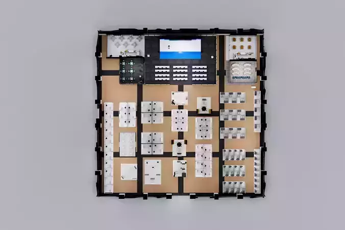 exhibition hall with booths 60mx60m