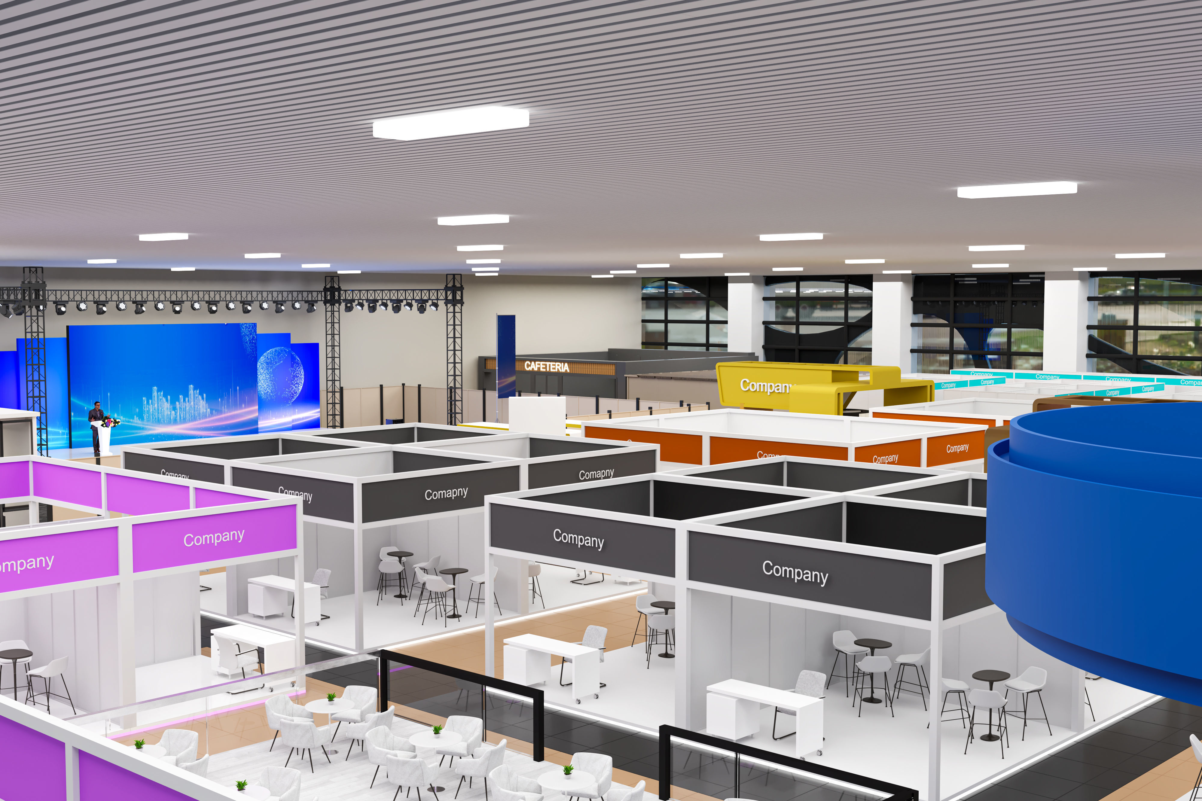 exhibition hall with booths 60mx60m 3D model_25