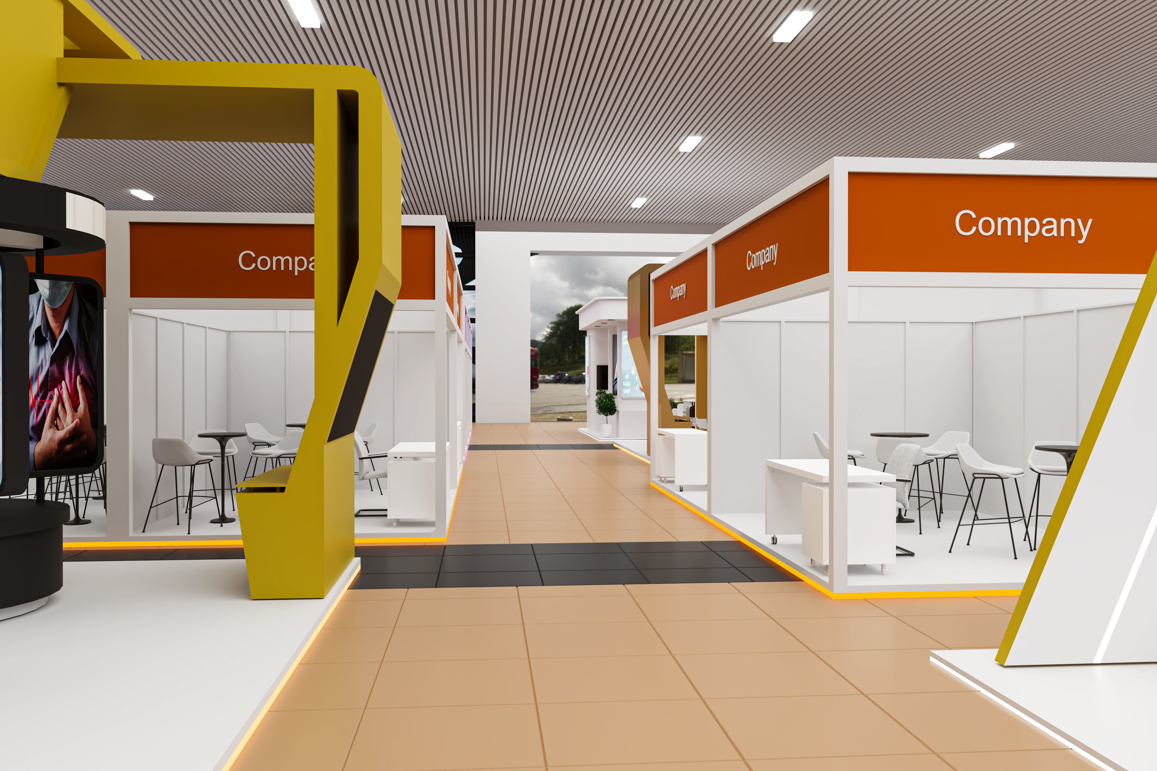 exhibition hall with booths 60mx60m 3D model_3