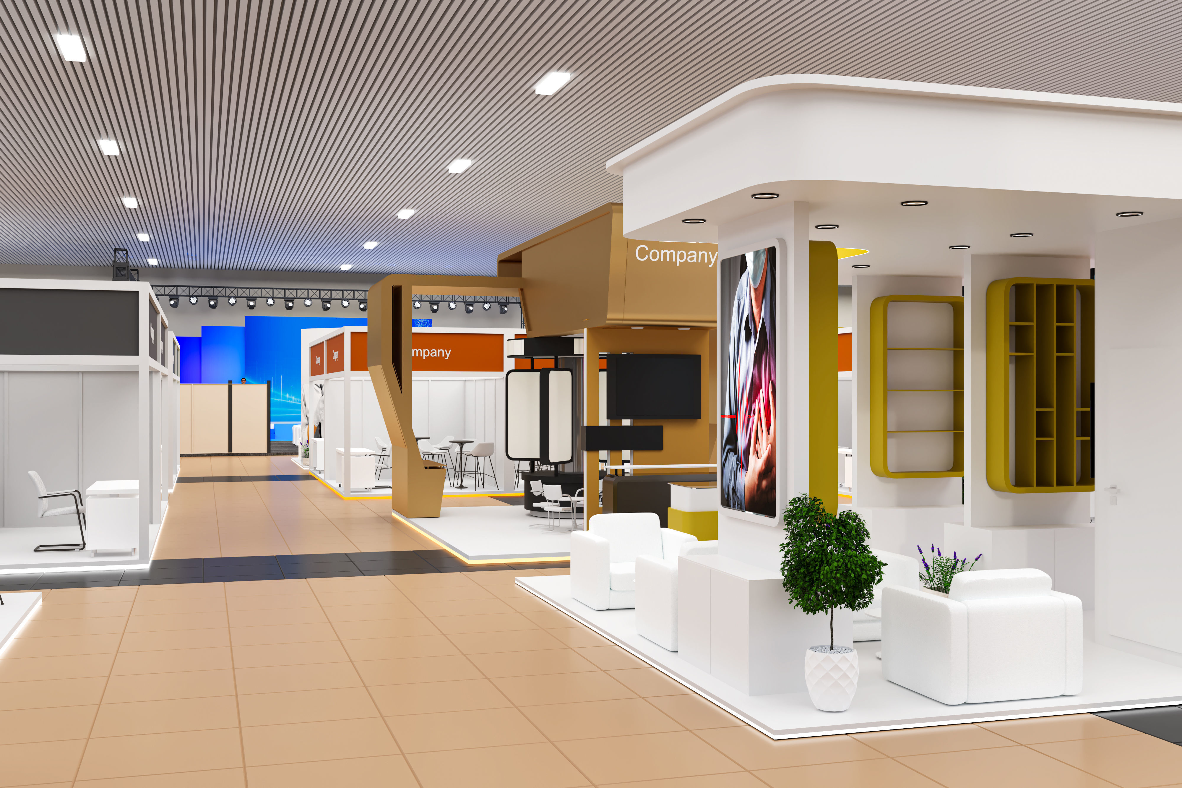 exhibition hall with booths 60mx60m 3D model_24