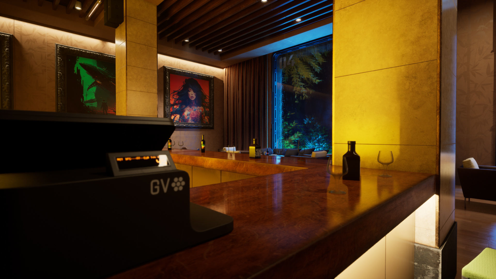 Restaurant Low-poly 3D model_9