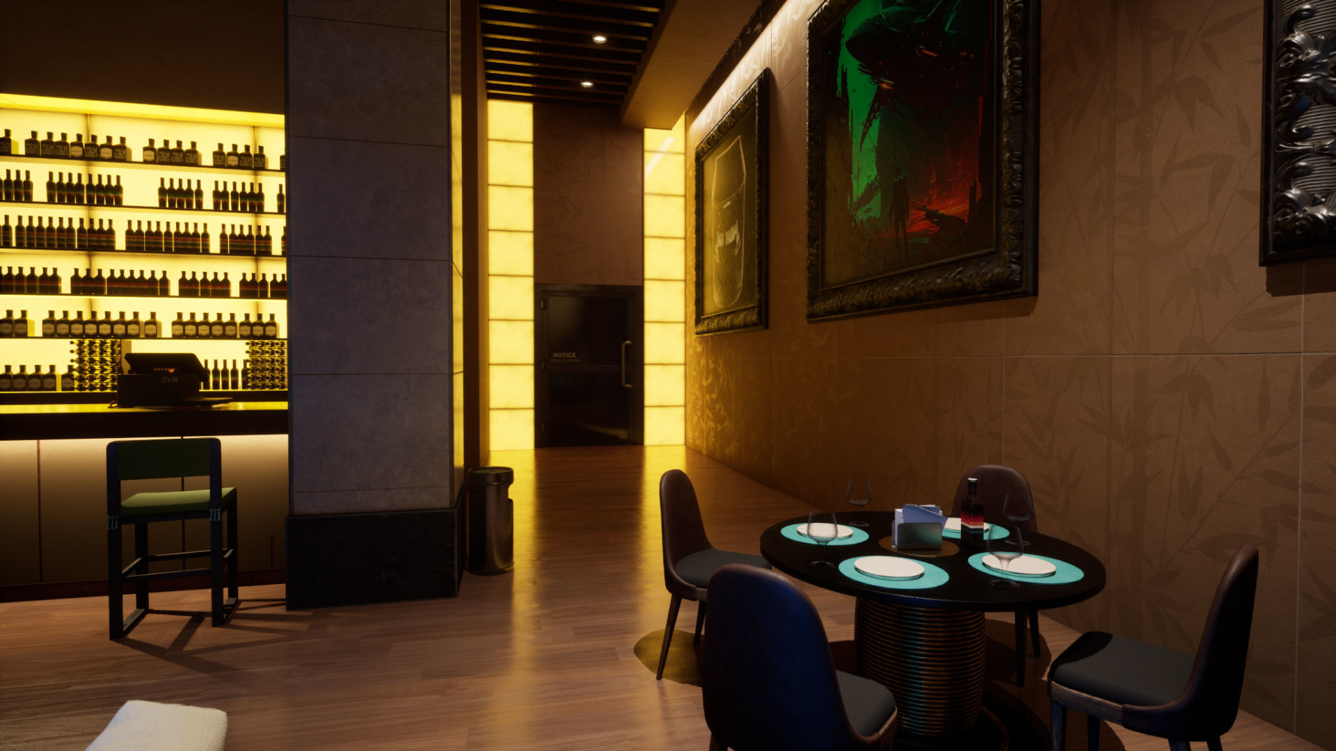 Restaurant Low-poly 3D model_6