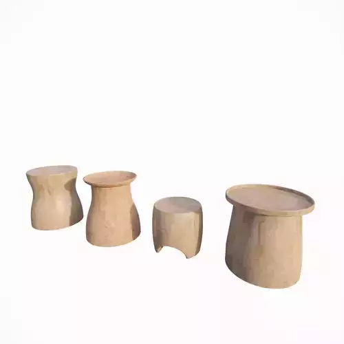 Set Small table and Stool 3D model