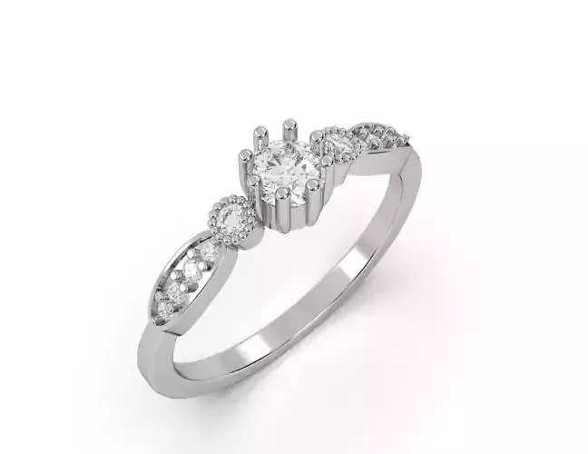 85 Diamond Engagement Ring with Botanicals Motifs