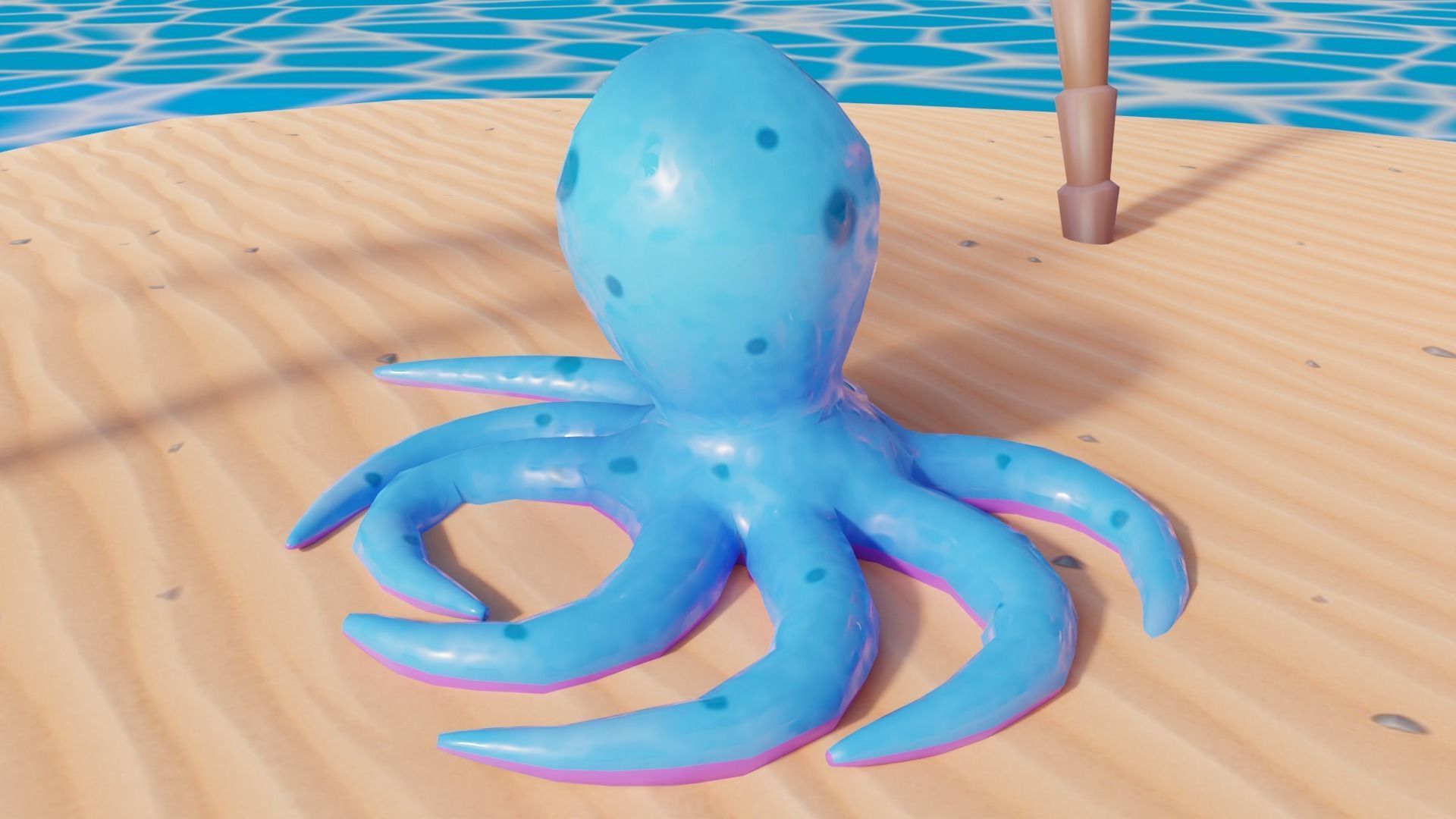 Stylized Low Poly Rigged Octopus Game Character Low-poly 3D model_6
