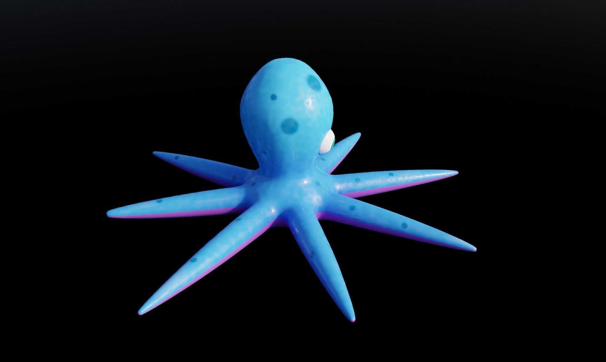 Stylized Low Poly Rigged Octopus Game Character Low-poly 3D model_15