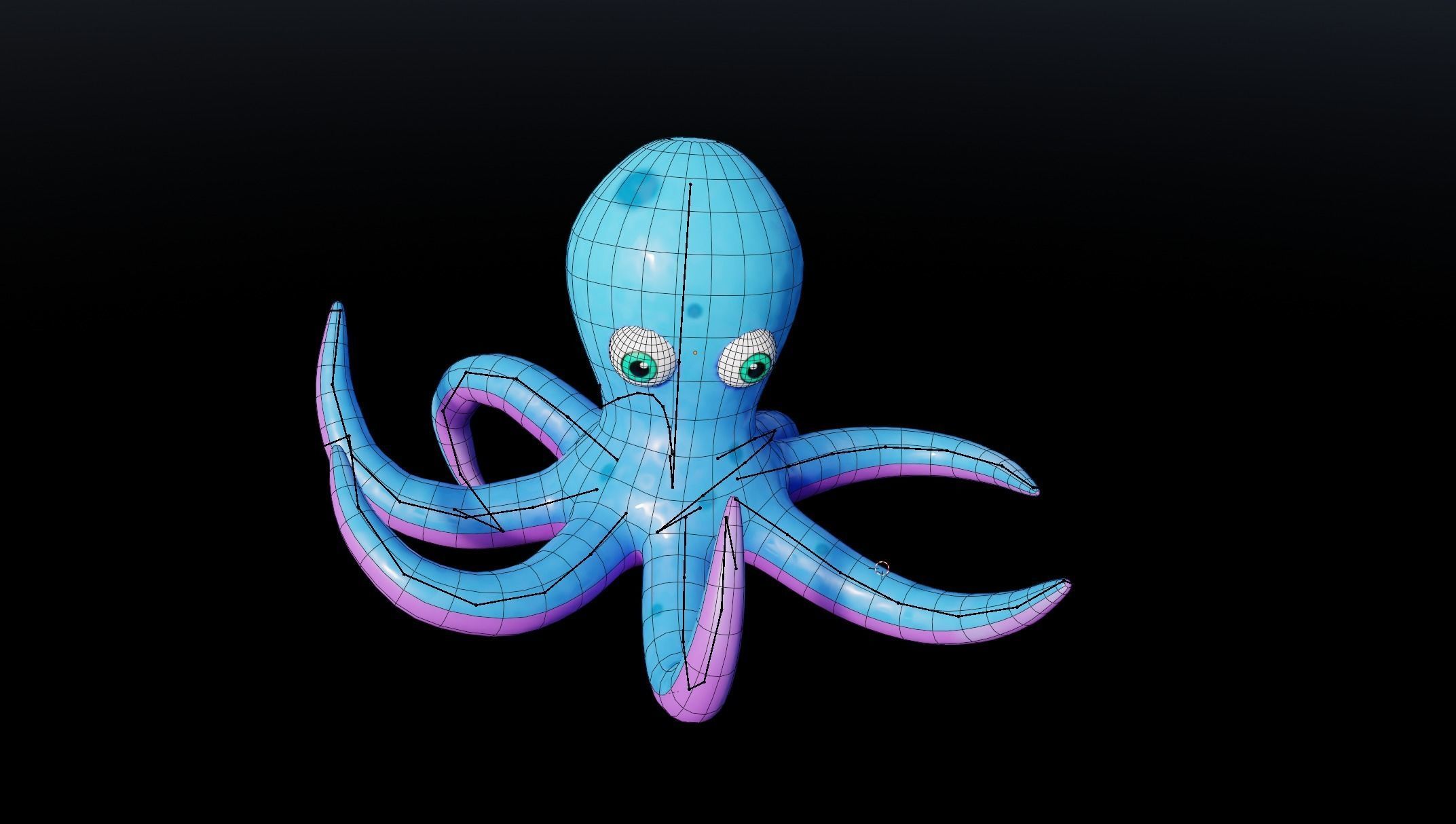 Stylized Low Poly Rigged Octopus Game Character Low-poly 3D model_13