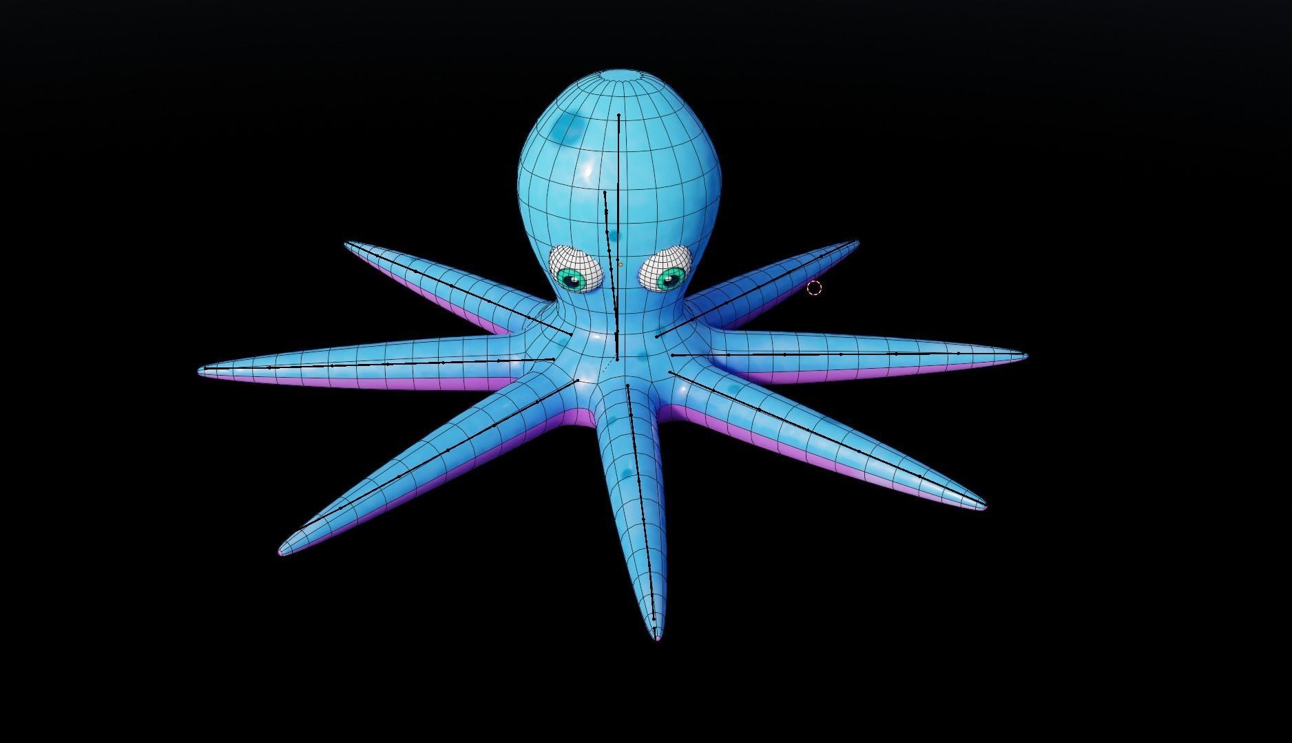 Stylized Low Poly Rigged Octopus Game Character Low-poly 3D model_12