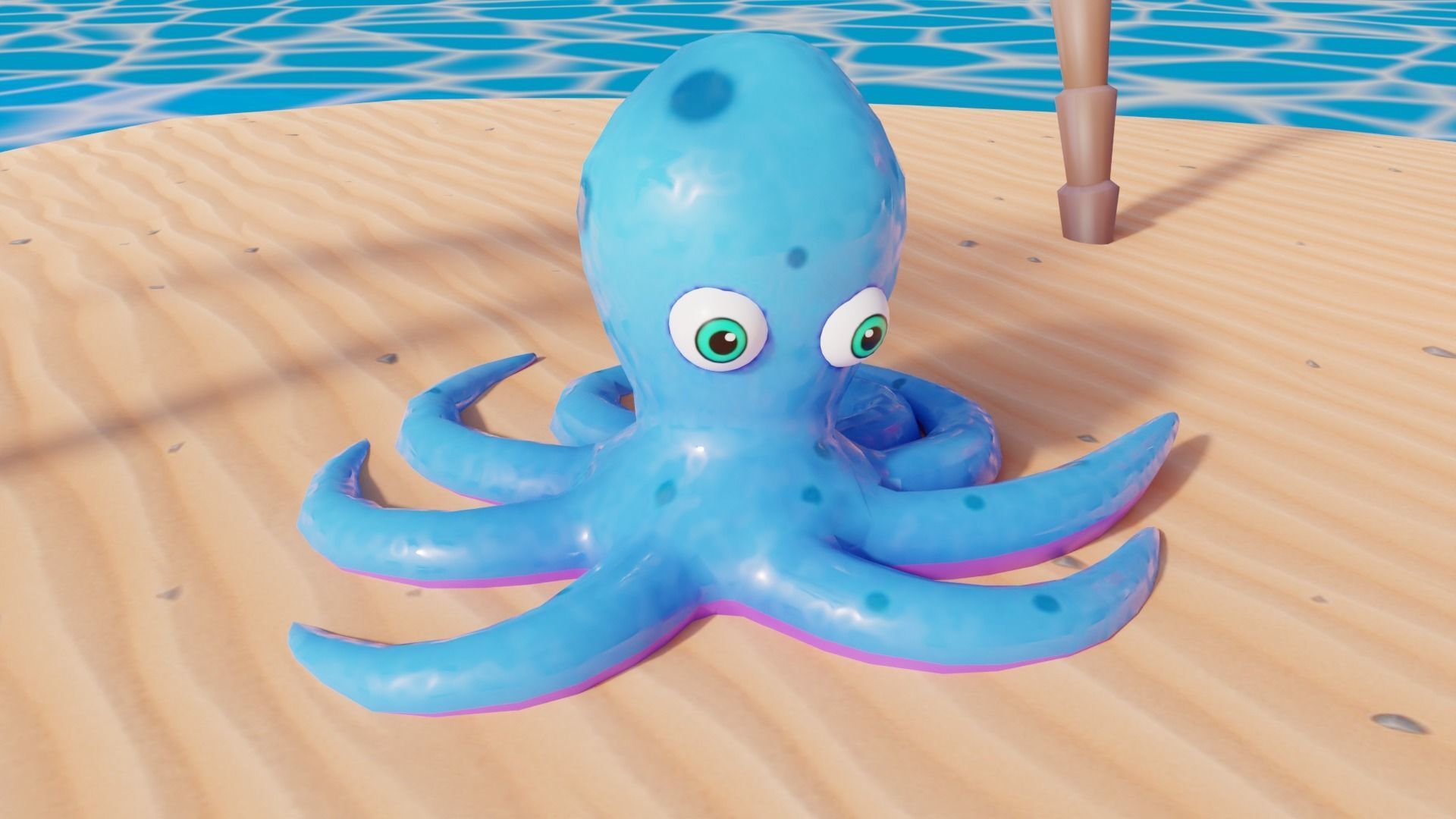 Stylized Low Poly Rigged Octopus Game Character Low-poly 3D model_5