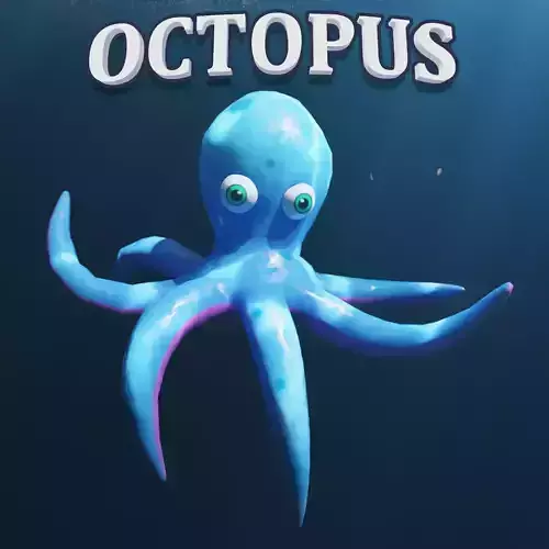 Stylized Low Poly Rigged Octopus Game Character Low-poly 3D model