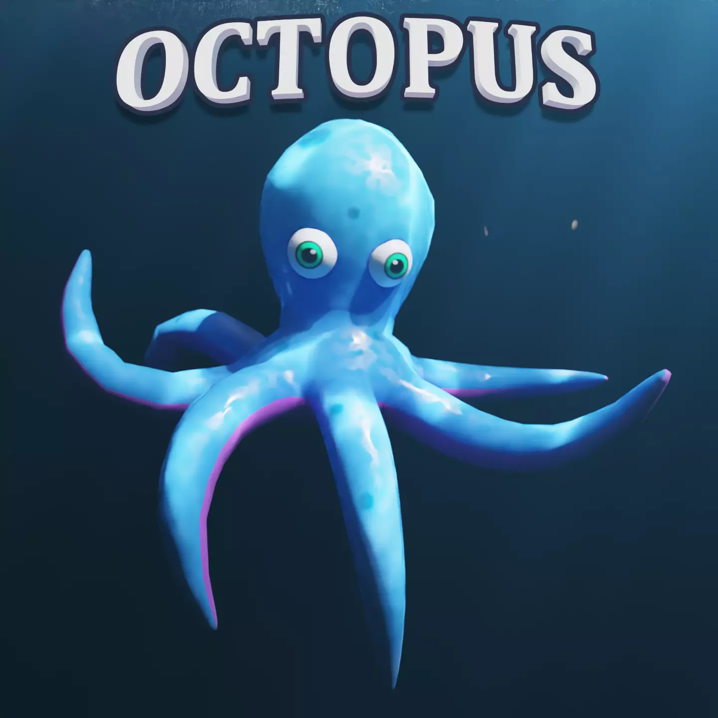 Stylized Low Poly Rigged Octopus Game Character Low-poly 3D model_0