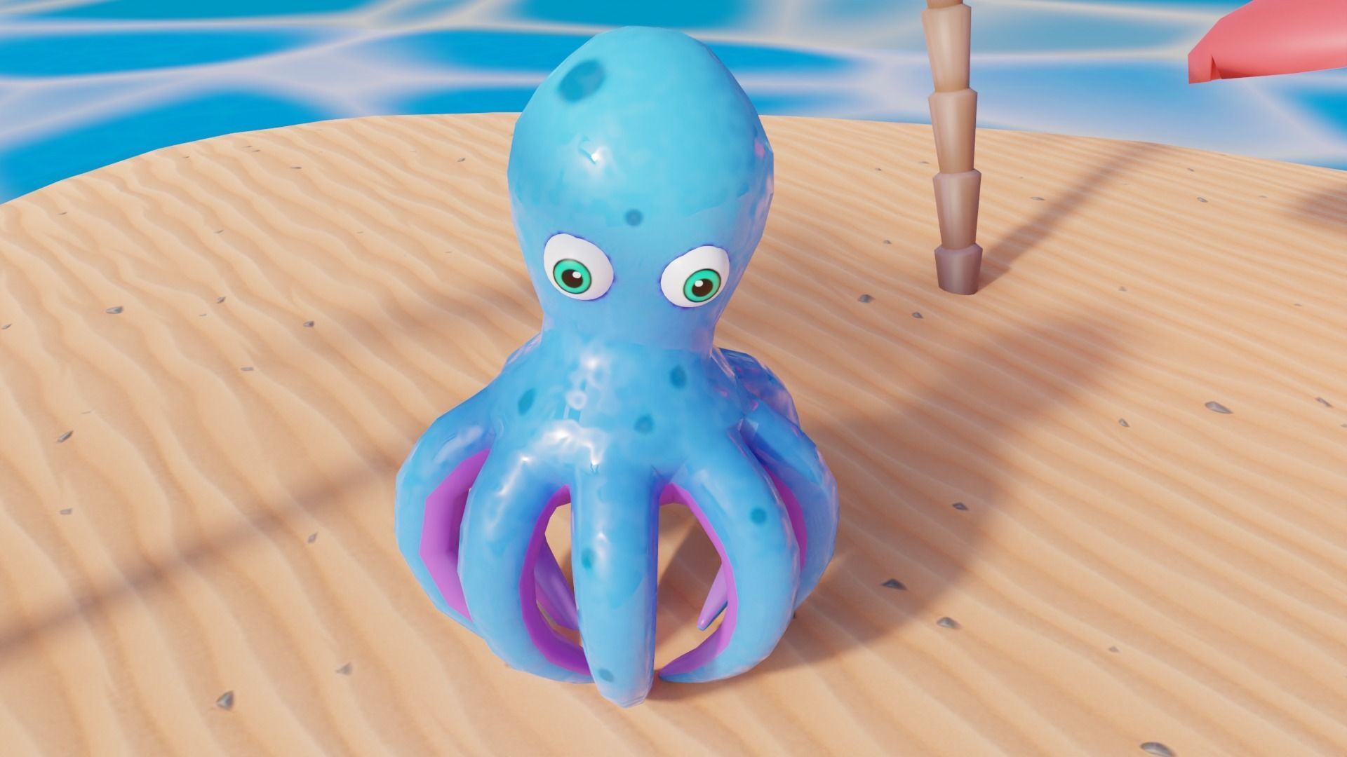 Stylized Low Poly Rigged Octopus Game Character Low-poly 3D model_9