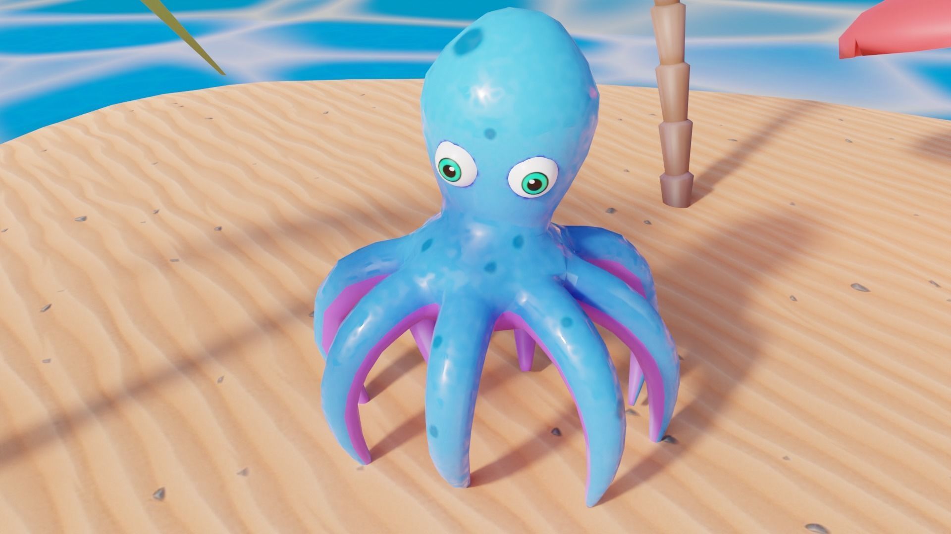 Stylized Low Poly Rigged Octopus Game Character Low-poly 3D model_7