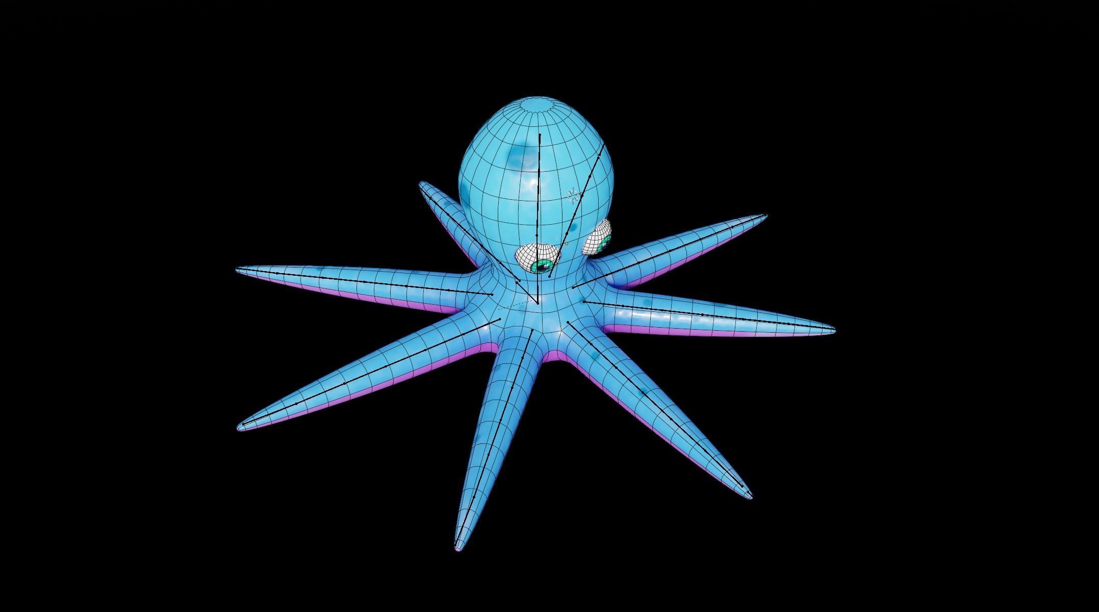 Stylized Low Poly Rigged Octopus Game Character Low-poly 3D model_14