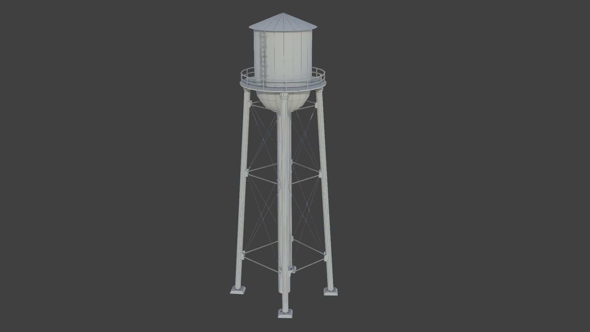Water tower 01 Low-poly 3D model_7