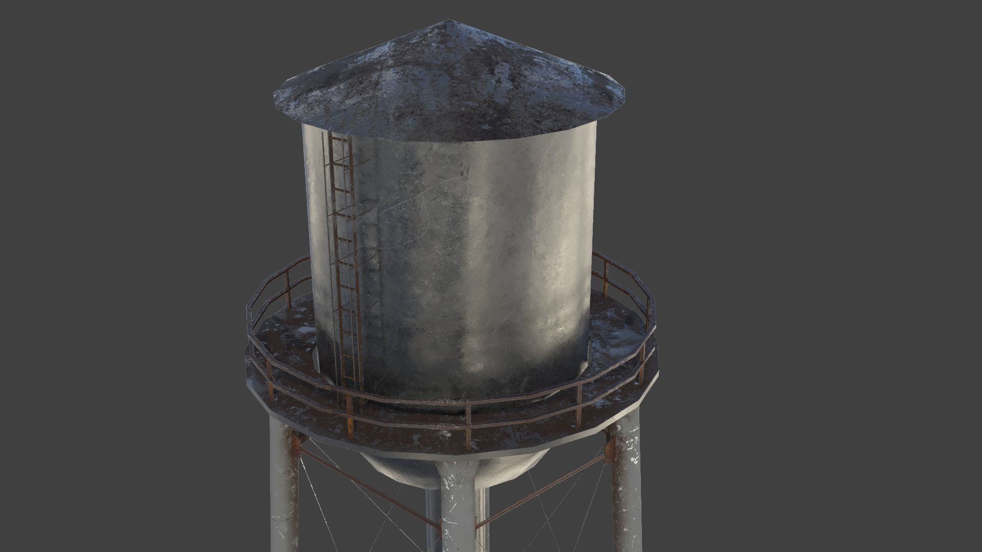 Water tower 01 Low-poly 3D model_2