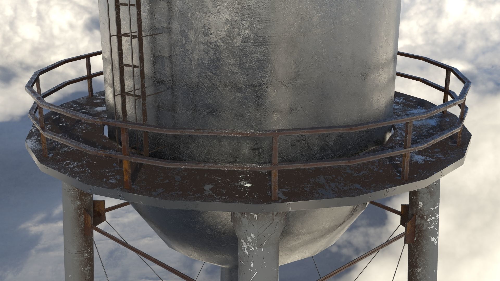 Water tower 01 Low-poly 3D model_6