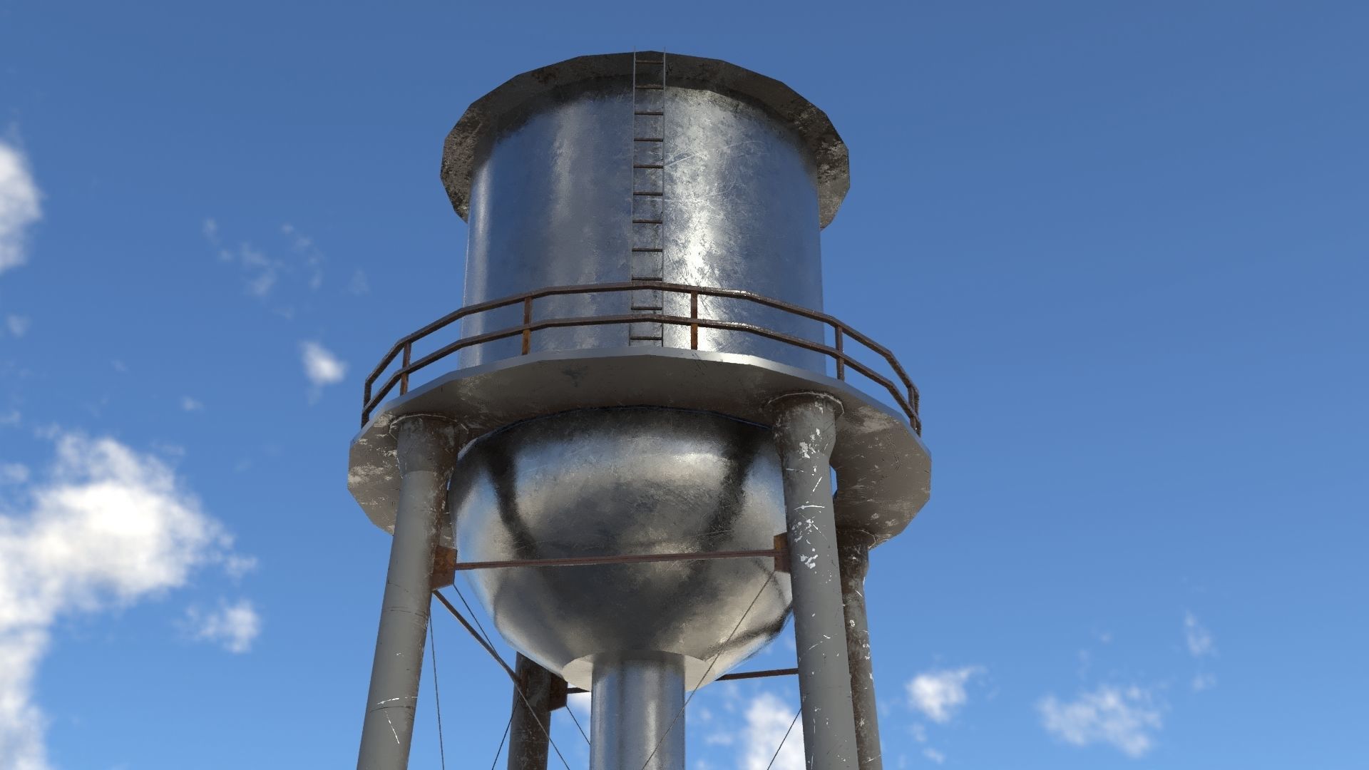 Water tower 01 Low-poly 3D model_3