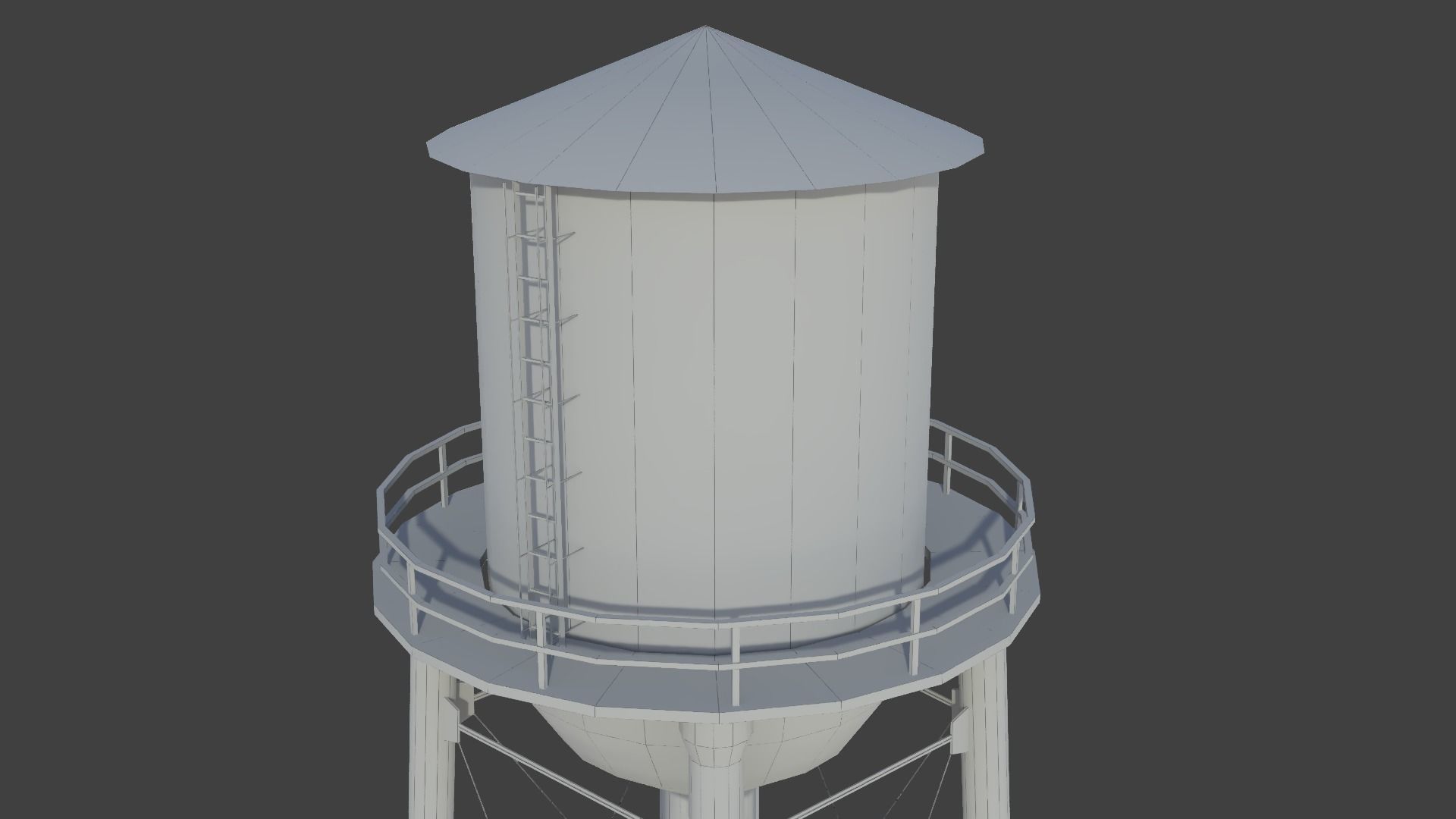 Water tower 01 Low-poly 3D model_8