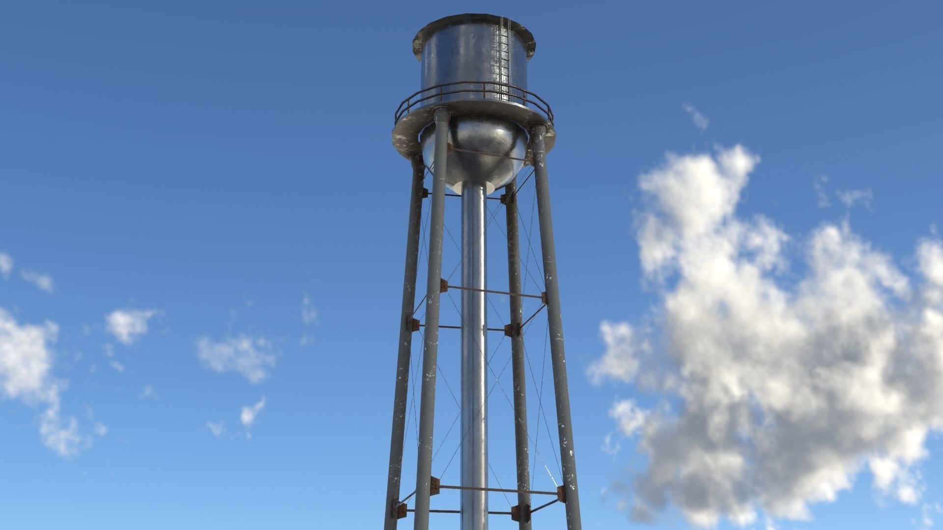 Water tower 01 Low-poly 3D model_5