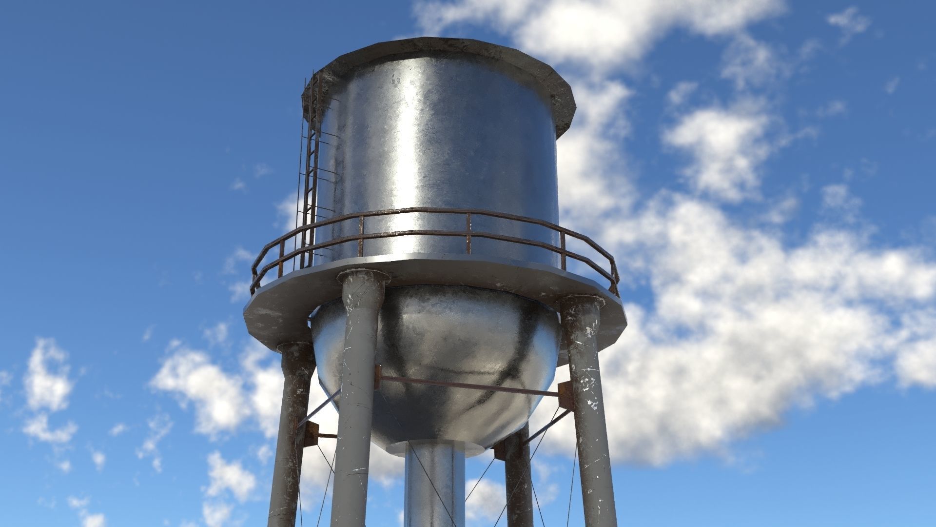 Water tower 01 Low-poly 3D model_4