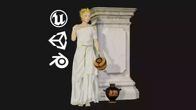Greek Woman Game Ready Low-poly 3D model