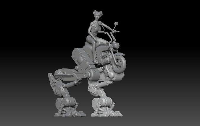 MECHA BIKE ANTIGRAVITY GIRL 2 3D print model
