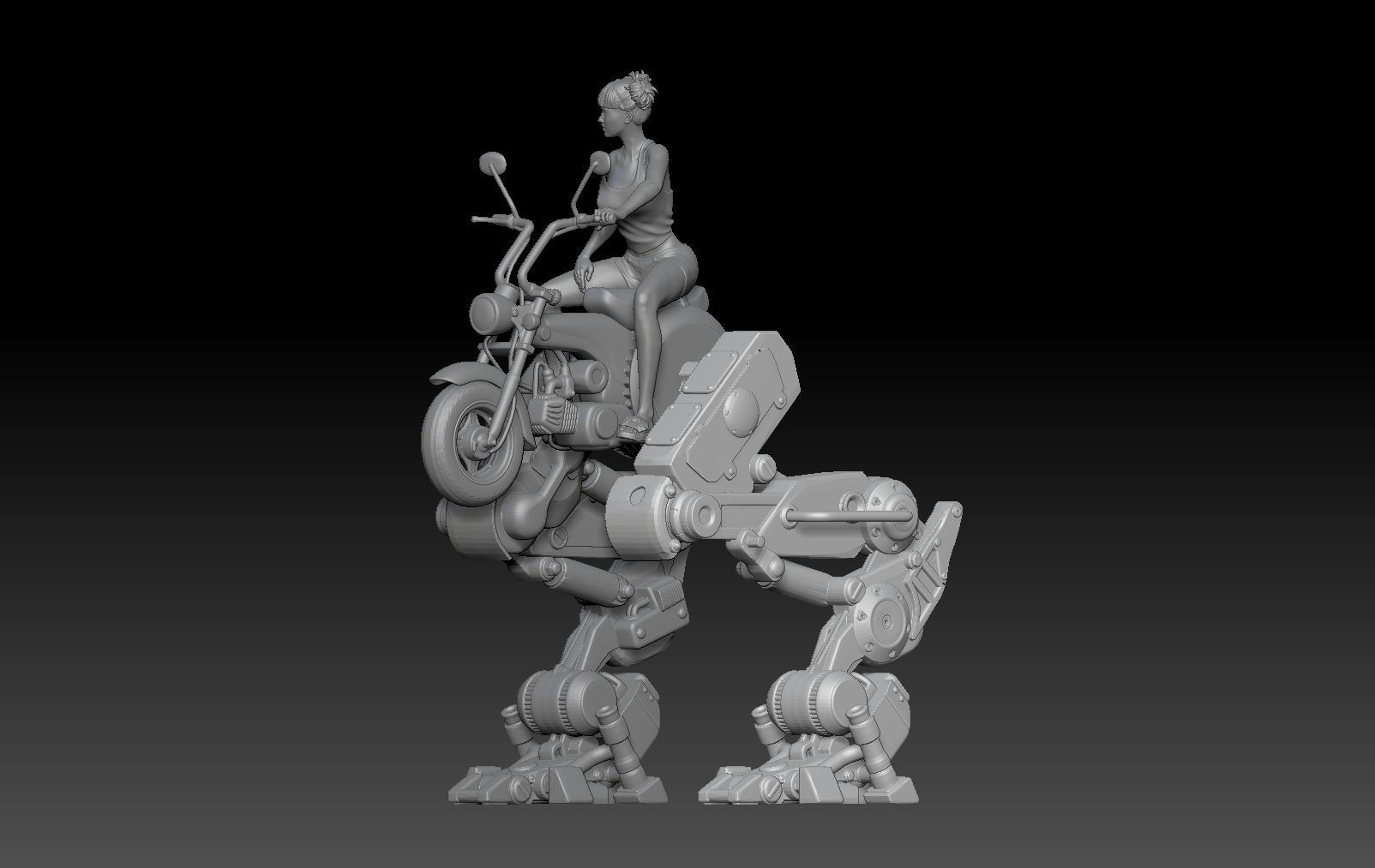 MECHA BIKE ANTIGRAVITY GIRL 2 3D print model_2